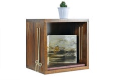 Entrelaçados Floating Cube Shelf in Imbuia Wood