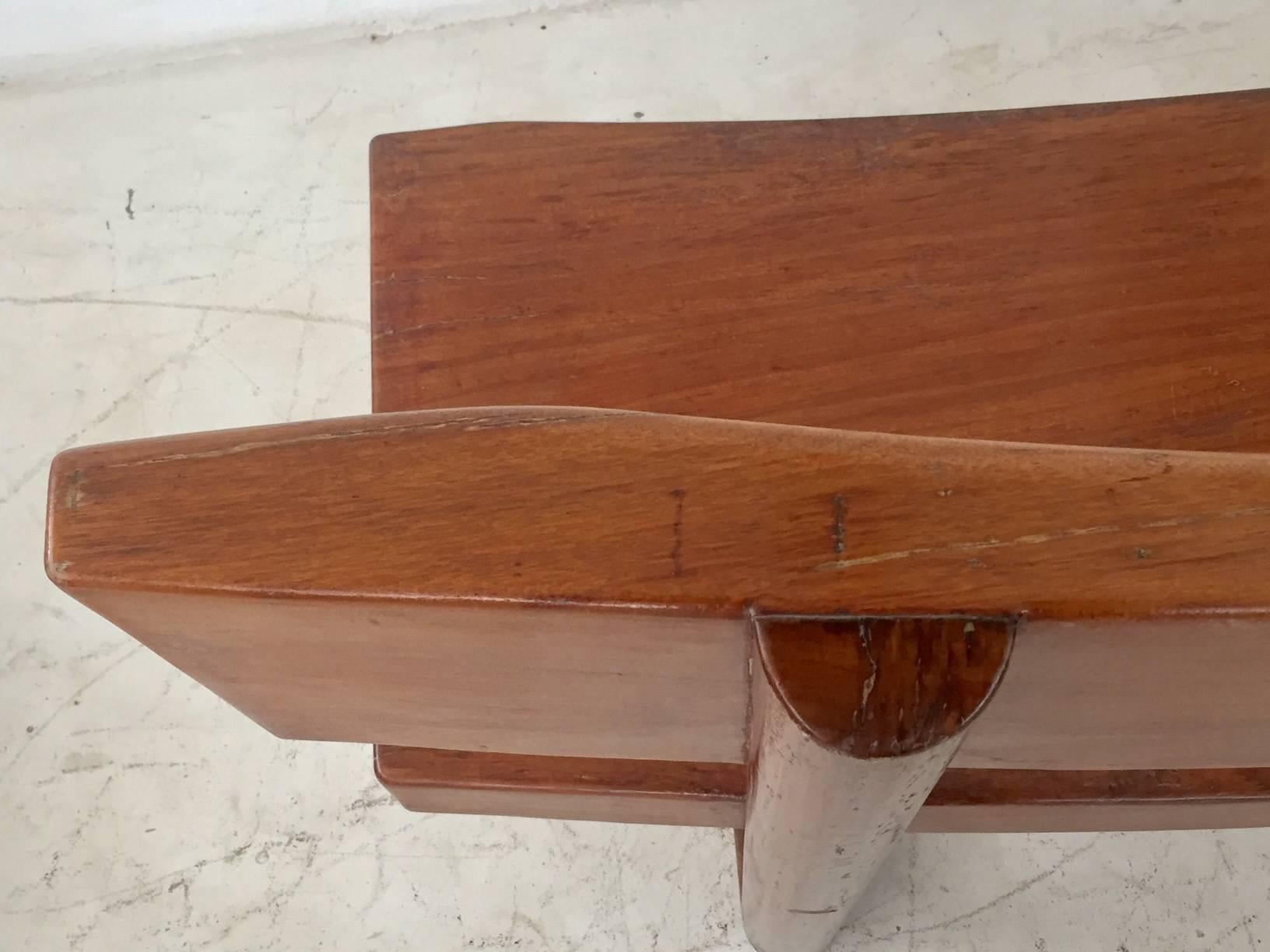 Hand-Crafted Brazilian Modern Curved Solid Wood Bench Signed by Zanine Caldas For Sale