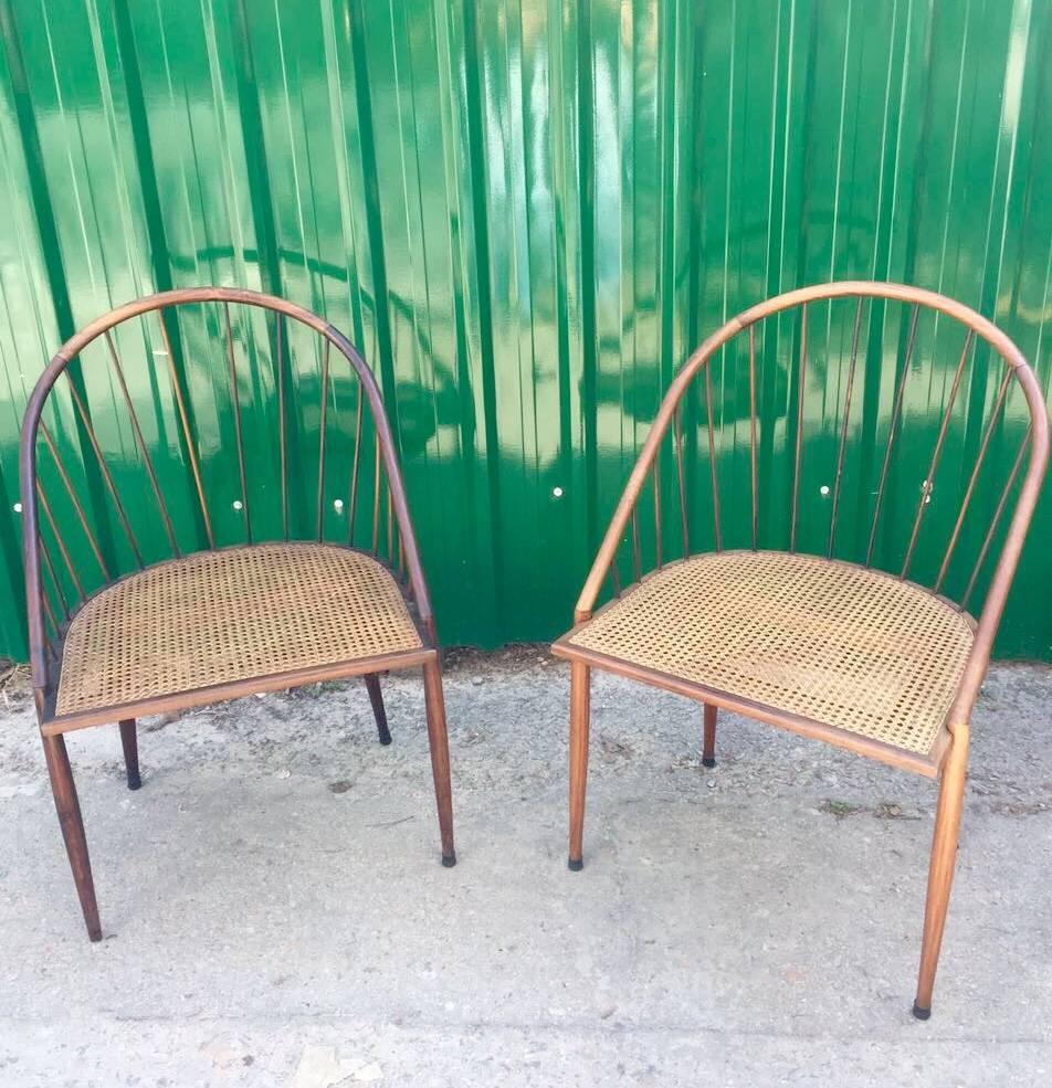 20th Century Set of Six Rosewood and Cane 