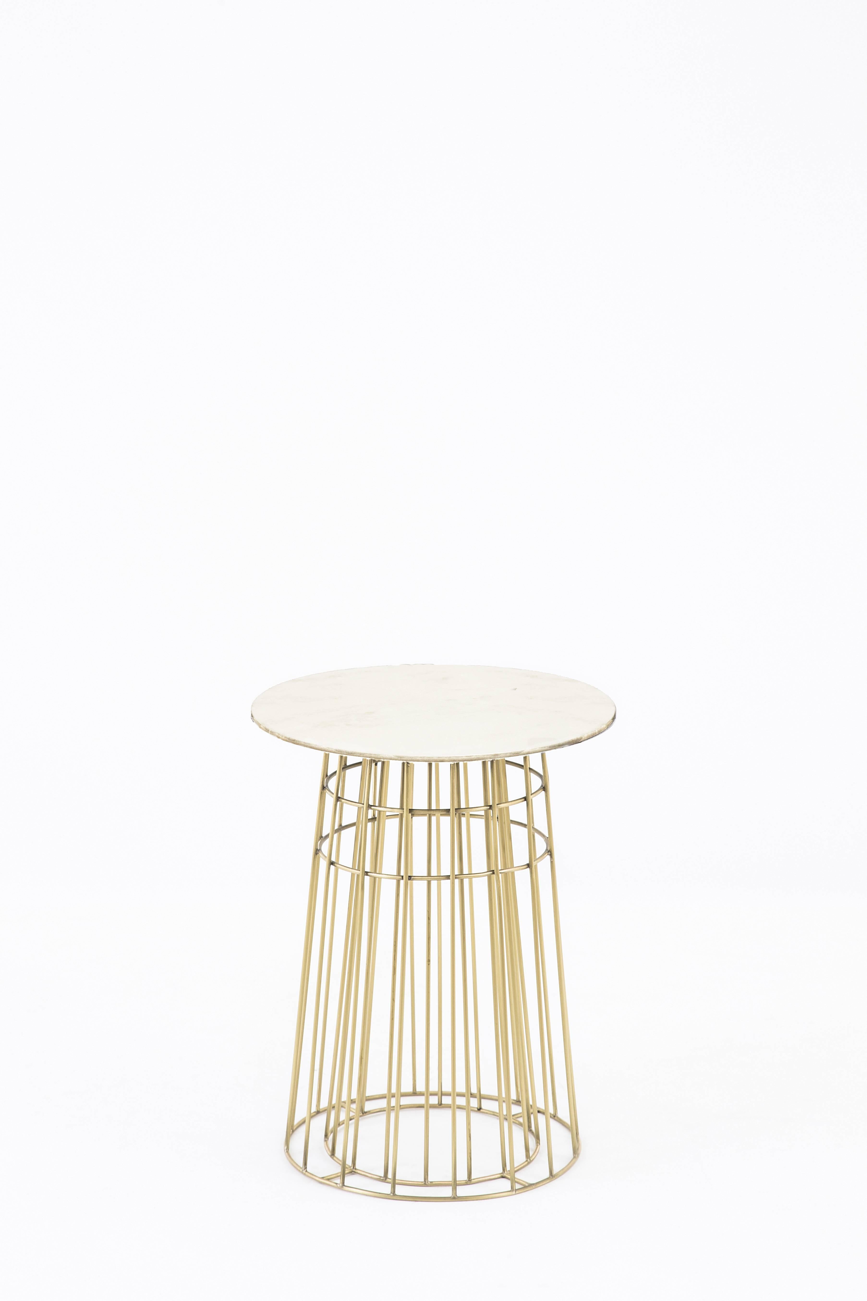 Brushed Contemporary Side Table or Tray Table in Granite and Brass For Sale