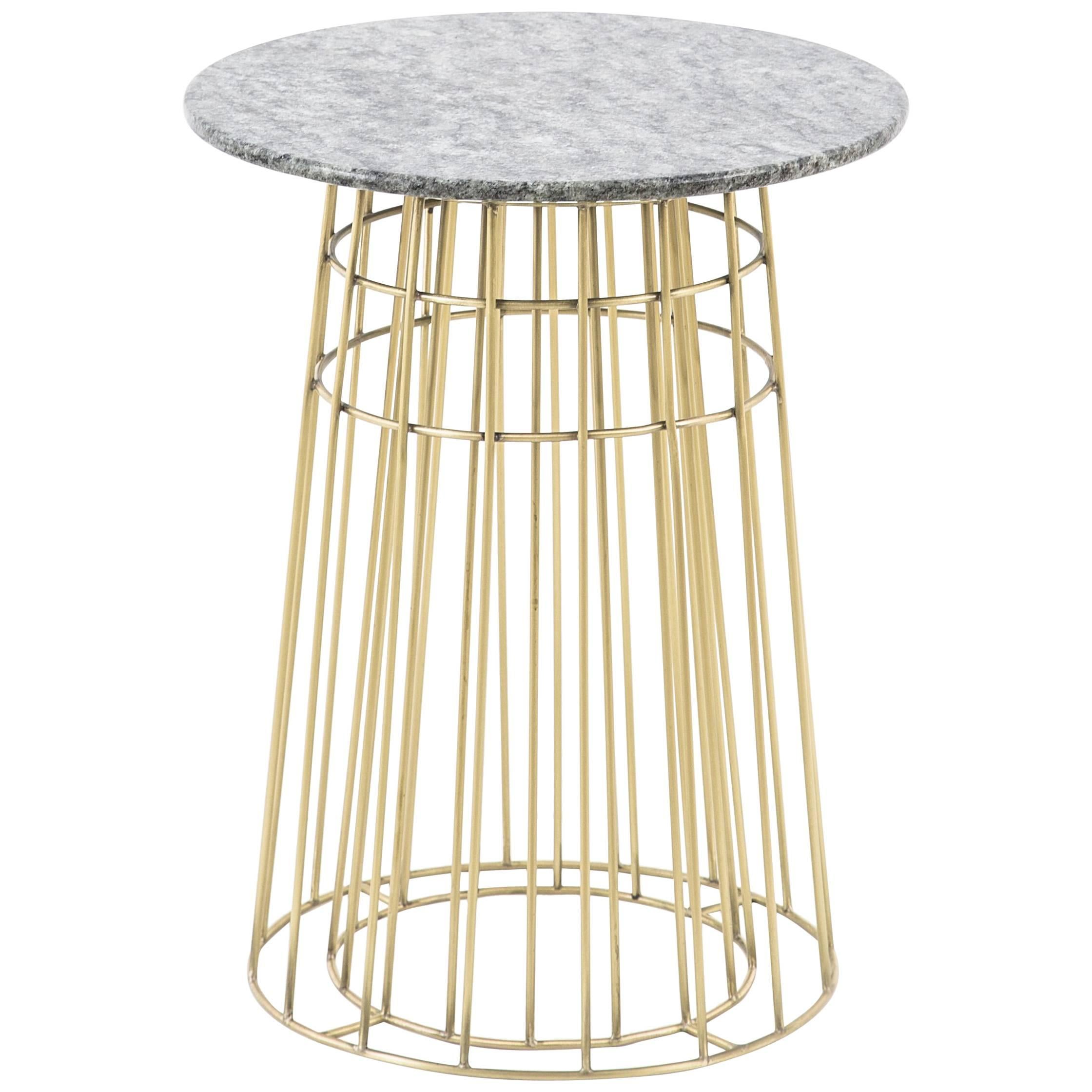 Contemporary Side Table or Tray Table in Brass and Cafe Baia Granite In New Condition For Sale In Sao Paulo, SP