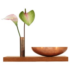 Modern Fruit Bowl "Utopia", in Brazilian Wood and Natural Copper, Brazil
