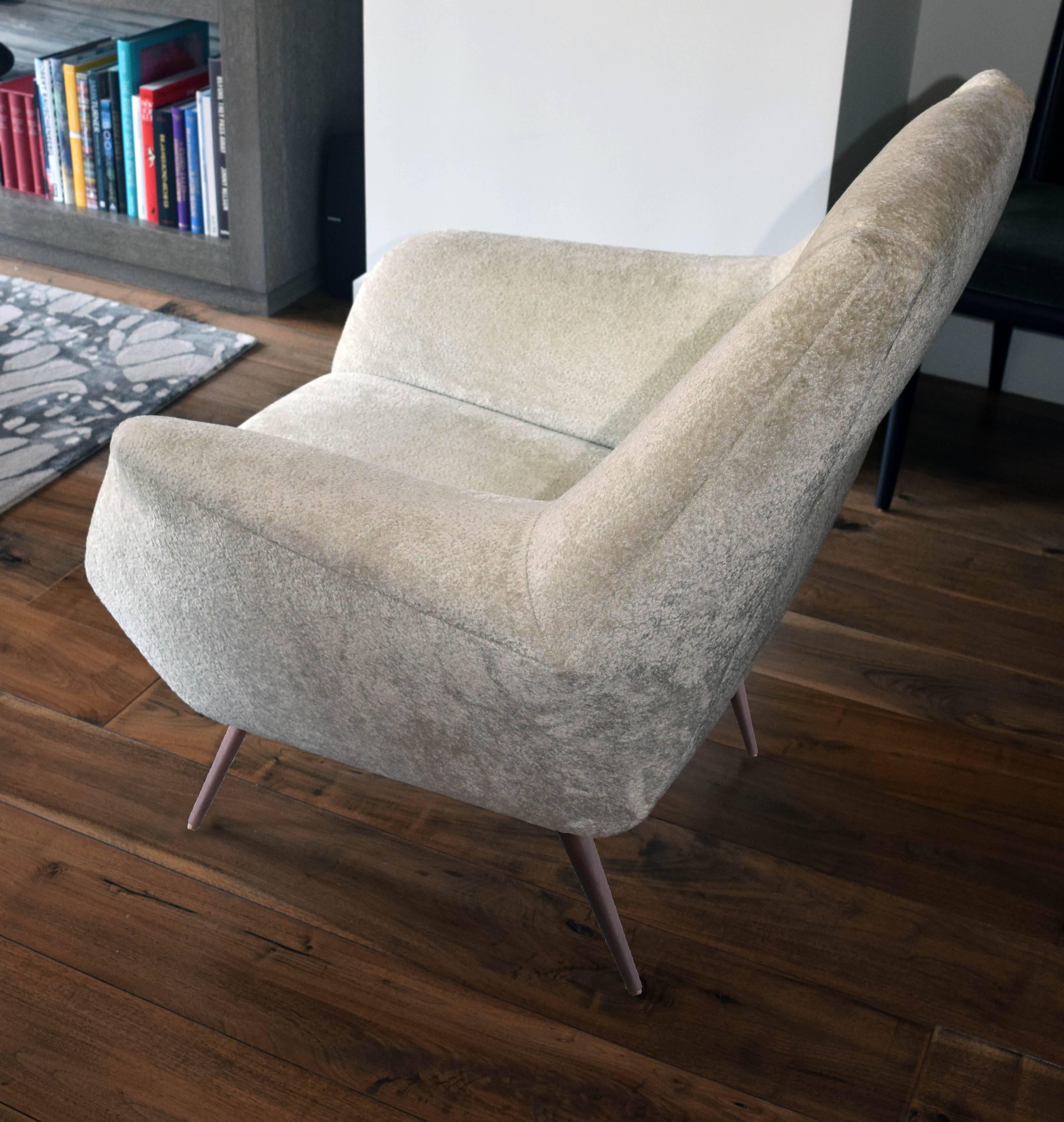 American Midcentury Italian Style Sculptural Lounge Chair with Flared Arms For Sale
