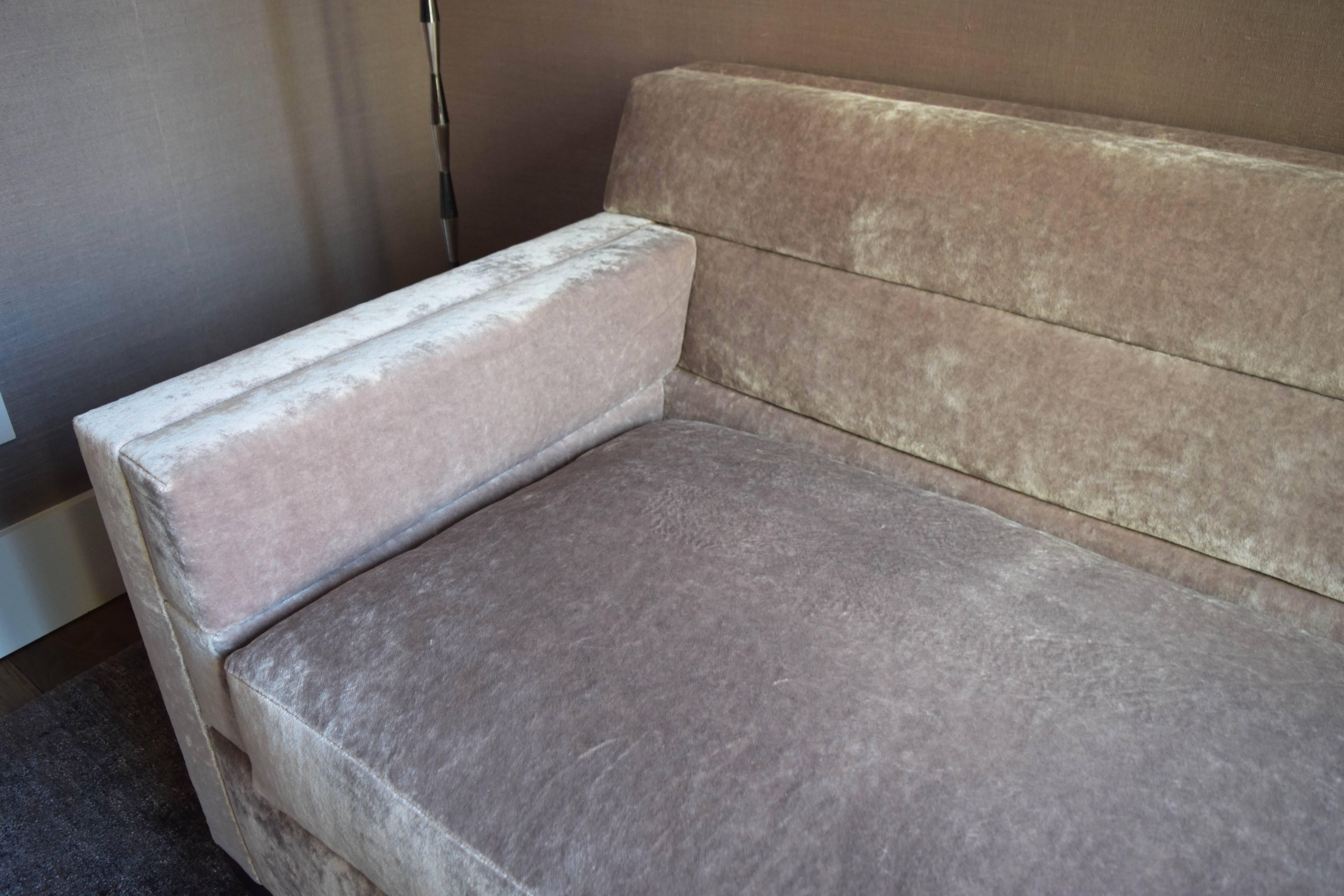 Streamlined Moderne 'Streamline' Sofa, Modern Art Deco Inspired, Clean Line Minimal Three-Seat For Sale
