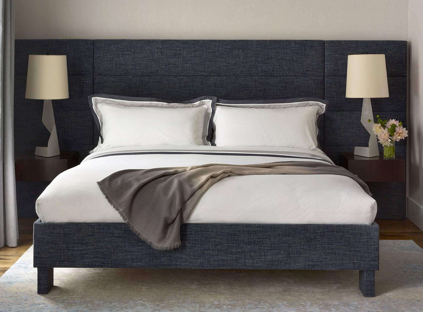 The 'Leonardo' bed is a linear architectural inspired platform bed, perfect for a room with minimal space. The American maple floating side tables with drawers make the perfect nightstand alternative and are available in three finishes. Bed requires