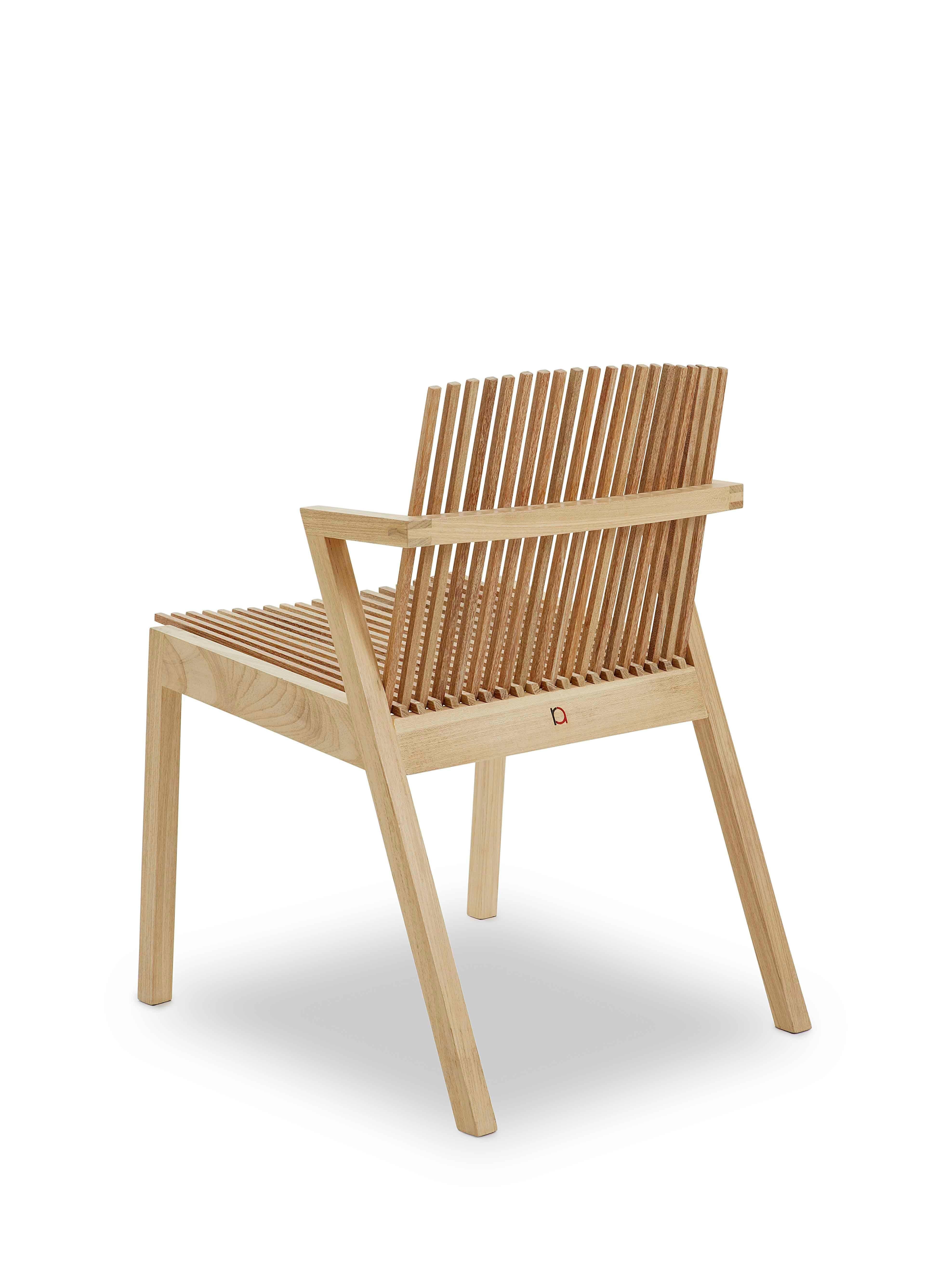 Minimalist Ergonomic Armchair in Tropical Brazilian Hardwood, Contemporary Style For Sale