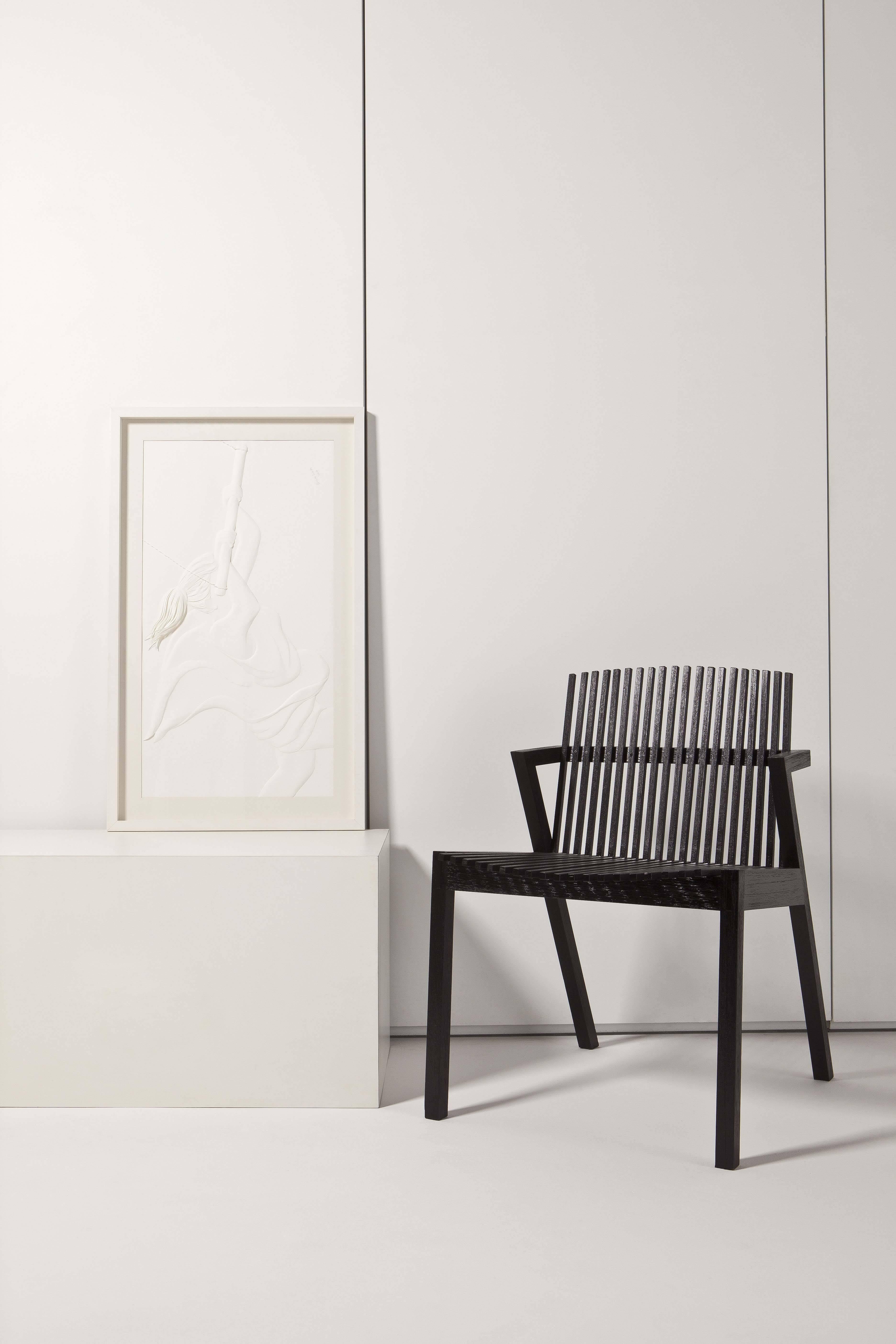 XXI secolo e contemporaneo Poltrona ergonomica in legno massello brasiliano tropicale, stile contemporaneo in vendita