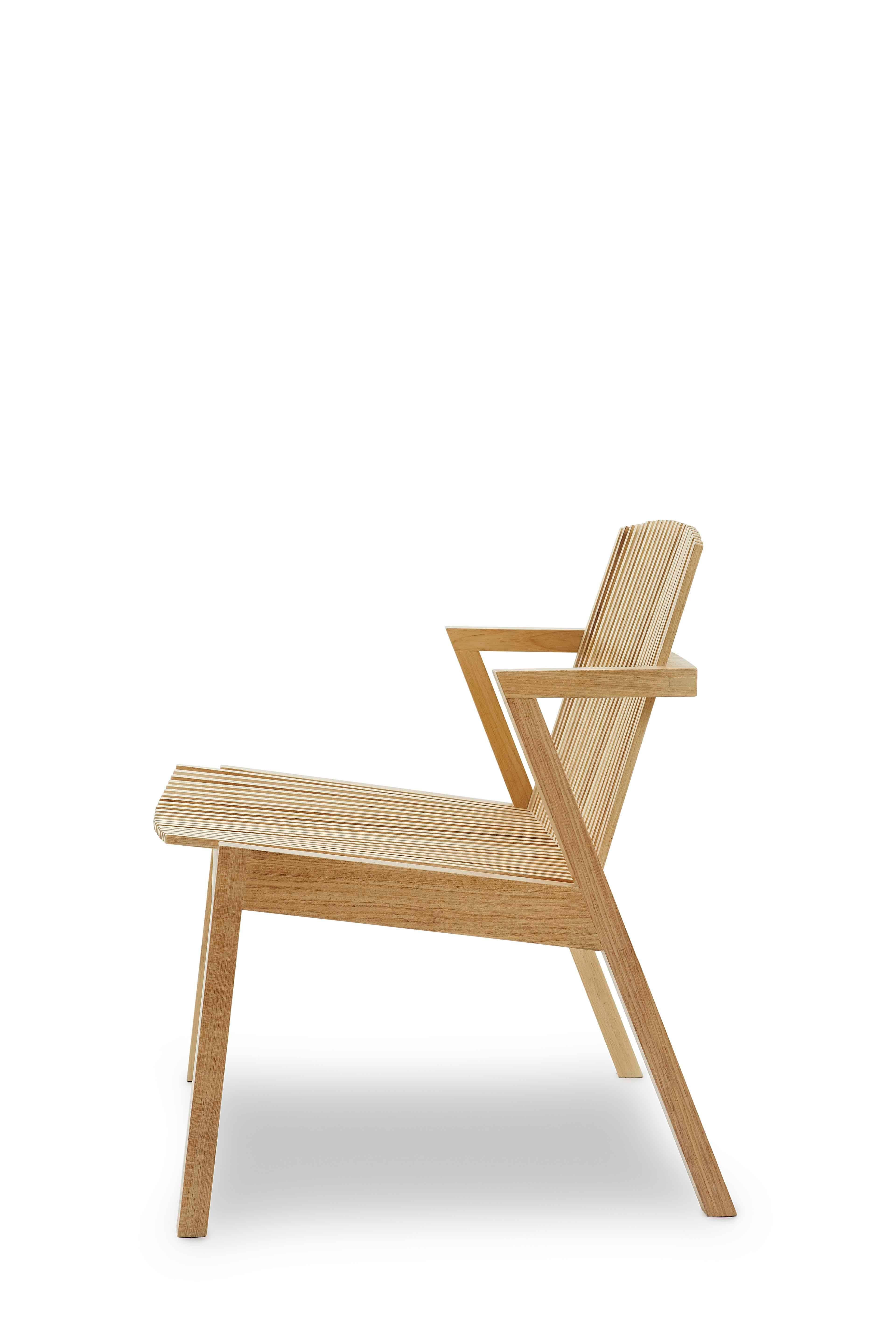 Woodwork Contemporary Armchair in Tropical Brazilian Hardwood, Rahyja Afrange For Sale