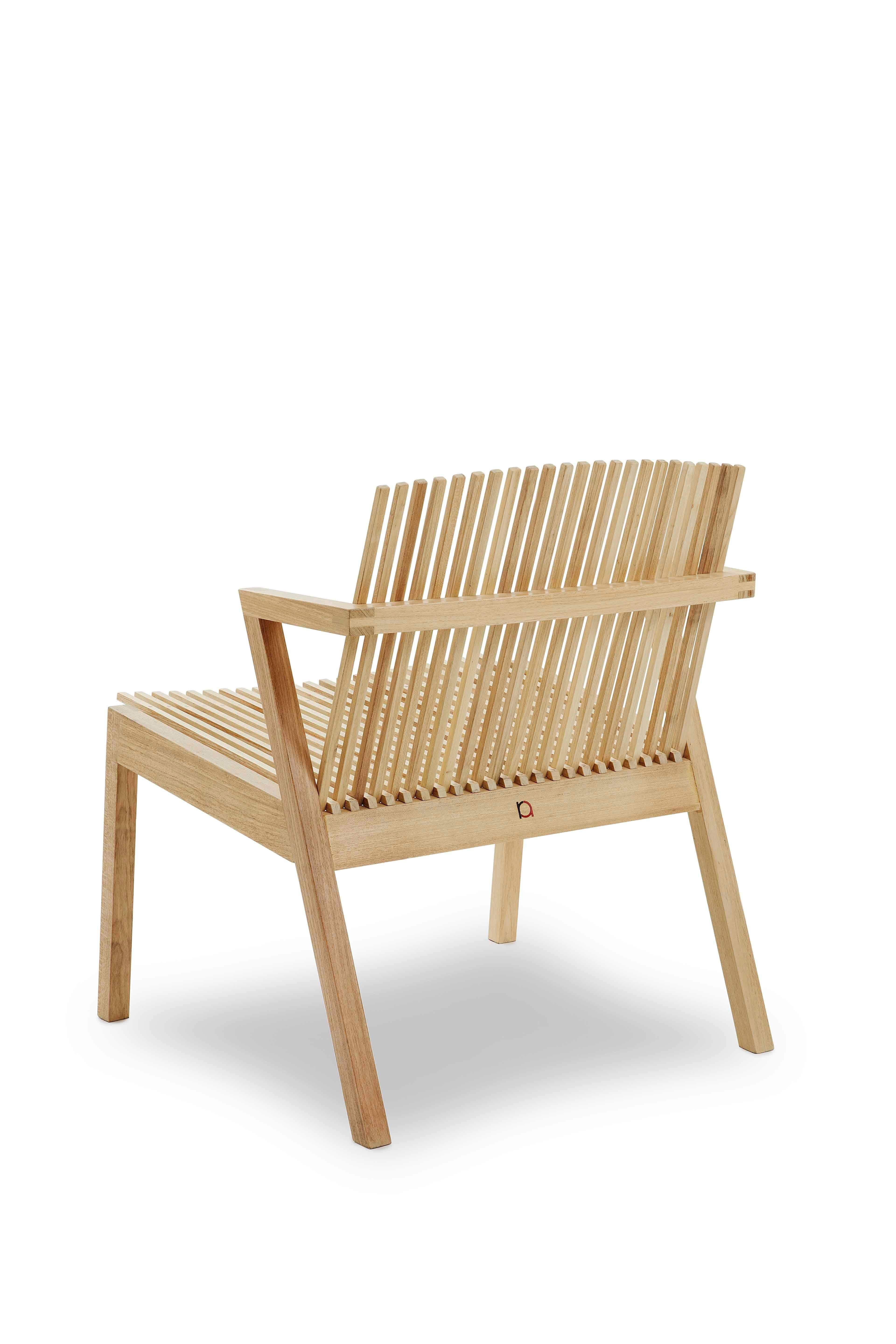 Minimalist Contemporary Armchair in Tropical Brazilian Hardwood, Rahyja Afrange For Sale