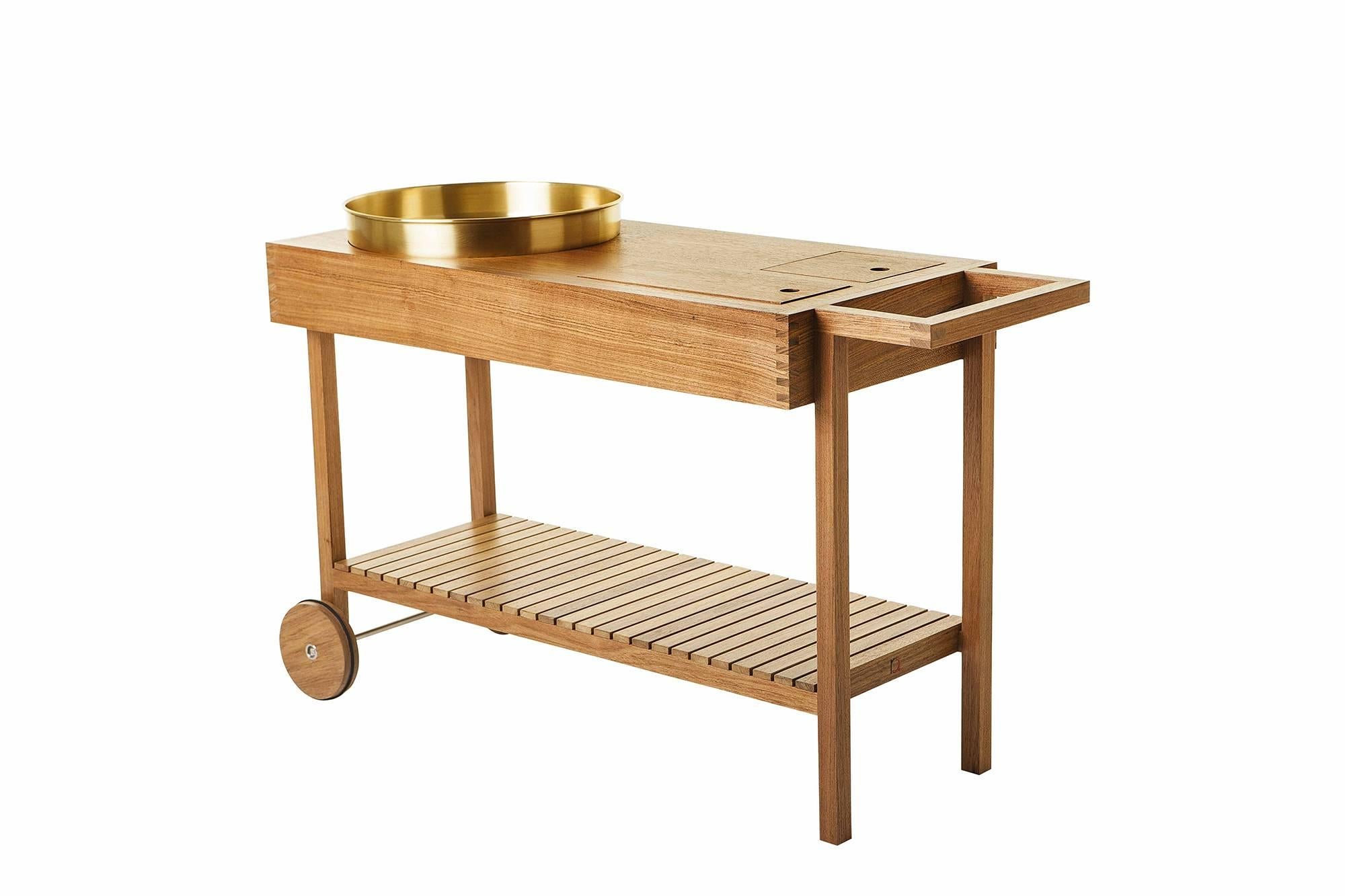 Carrito de bar de madera tropical brasileña, diseño contemporáneo Minimalista en venta