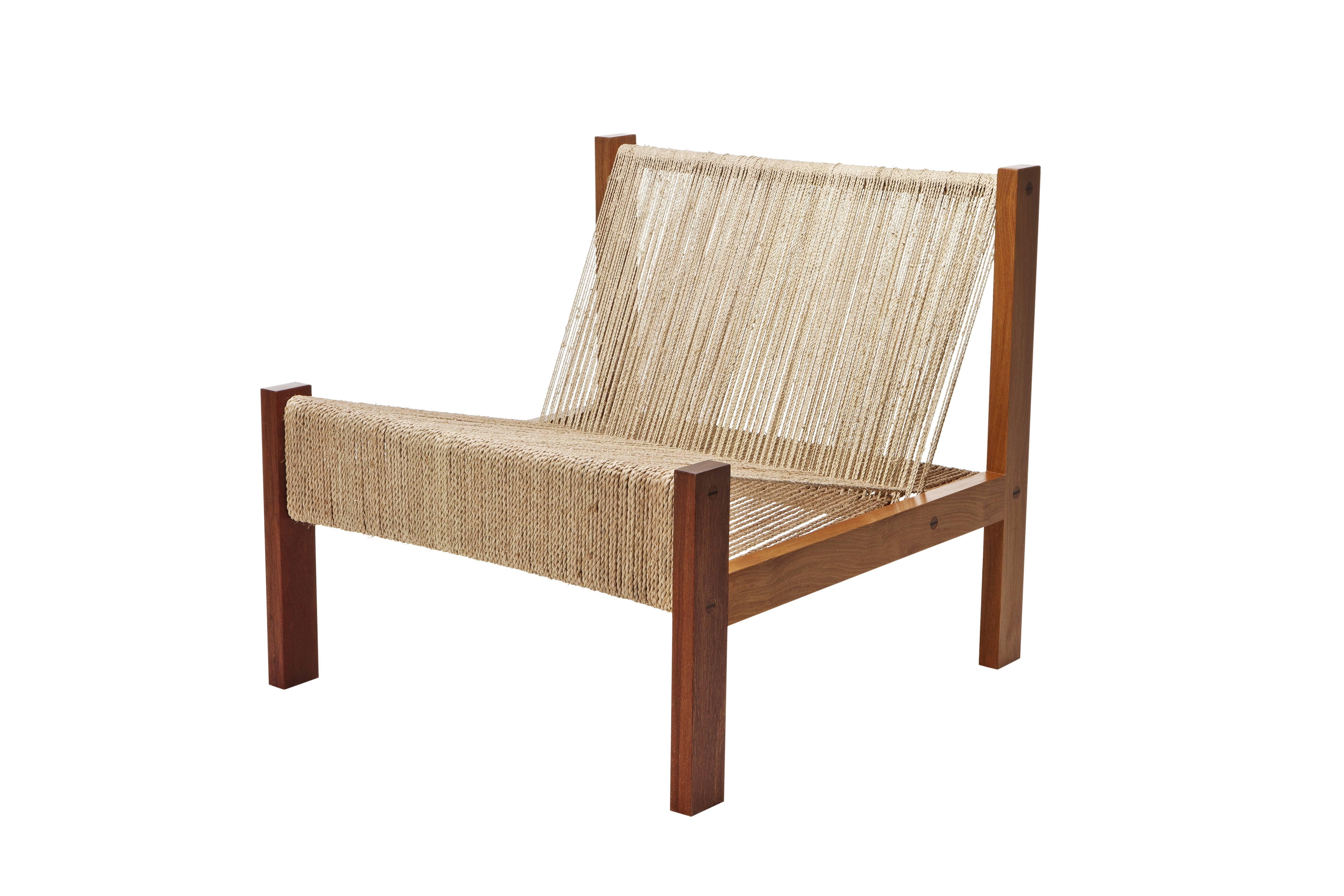 Minimalist Contemporary Lounge Chair and Ottoman in Brazilian Hardwood