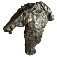Striking brutalist bronze Horse head by Mexican sculptor Heriberto Júarez