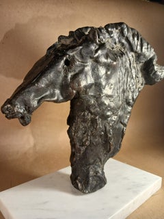 Striking brutalist bronze Horse head by Mexican sculptor Heriberto Júarez