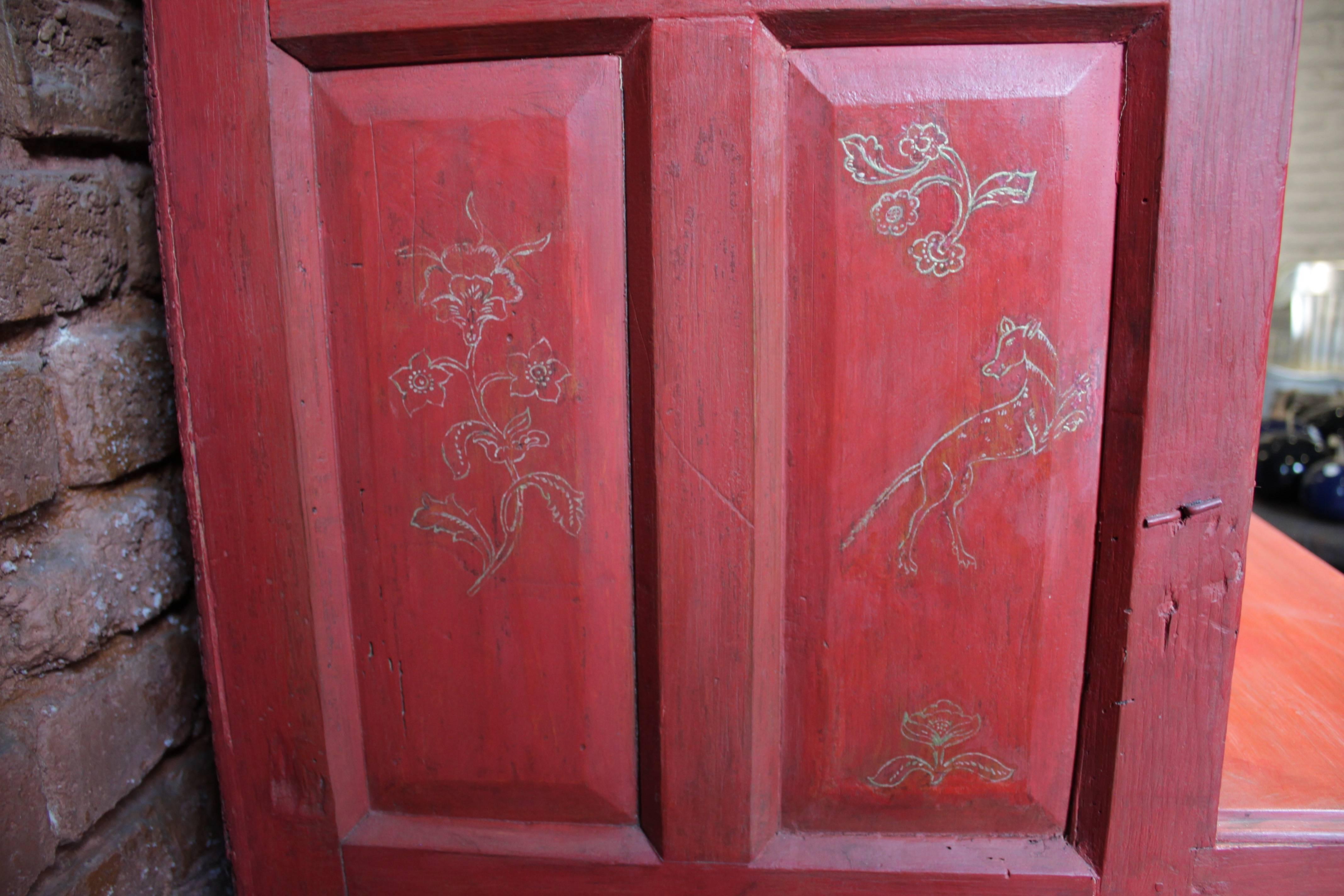 Spanish Colonial Red Cabinet For Sale