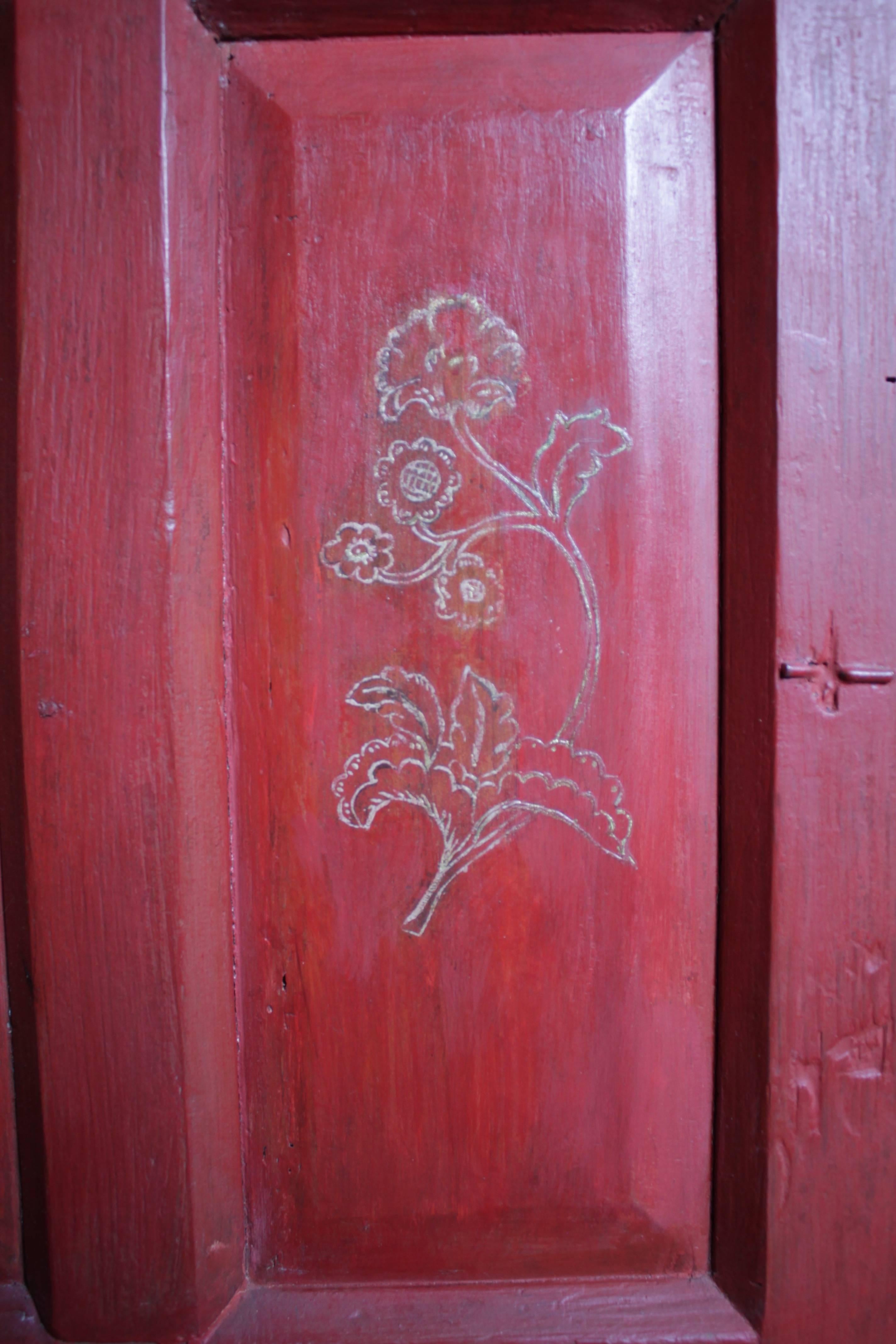 Spanish Colonial Red Cabinet For Sale