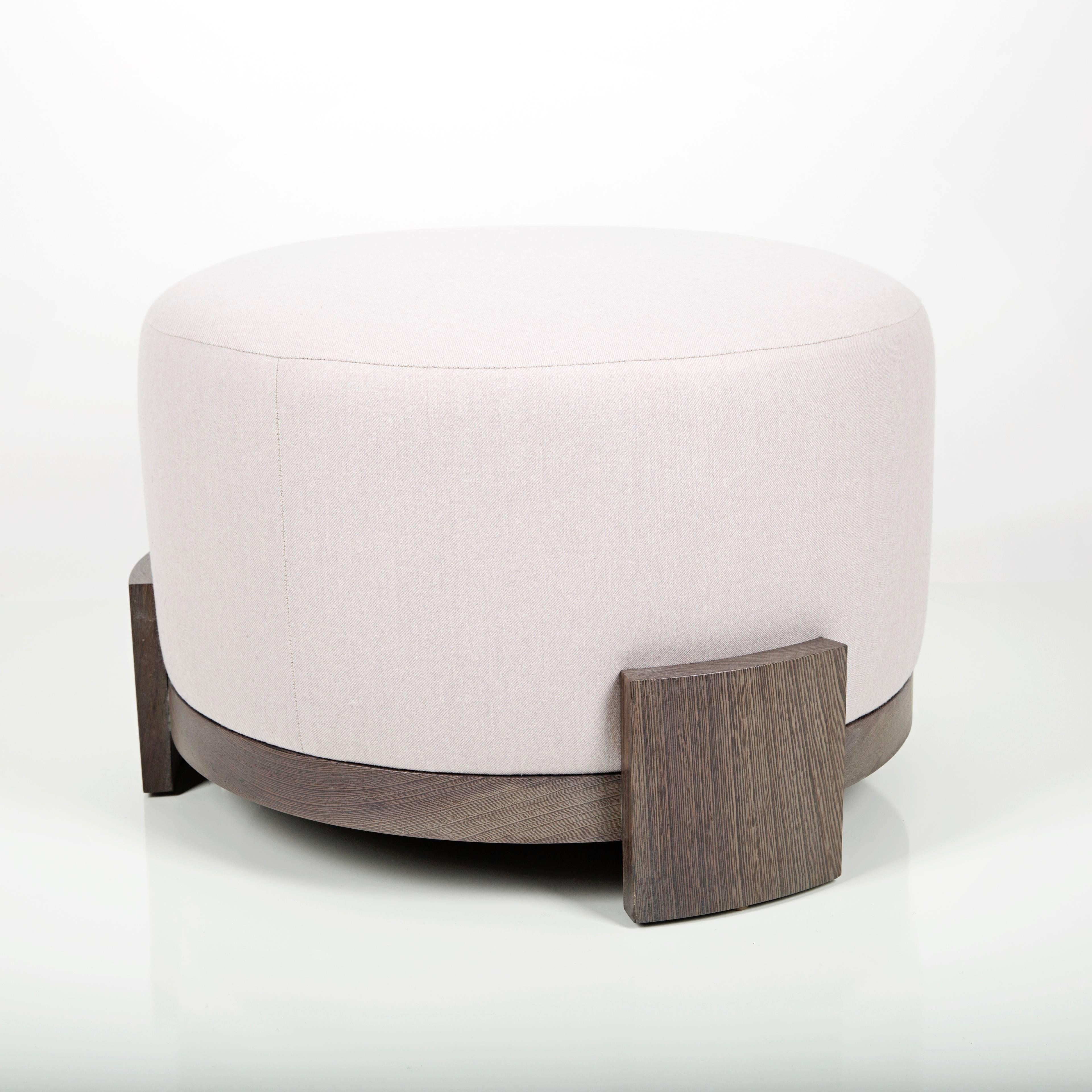 Our adorable coco ottoman is perfect for relaxing with your feet up…or pop them under our Calista console for additional seating. A modern take on a basic round ottoman. Chic, comfortable and stylish, perfect for any room. Pictured here handcrafted