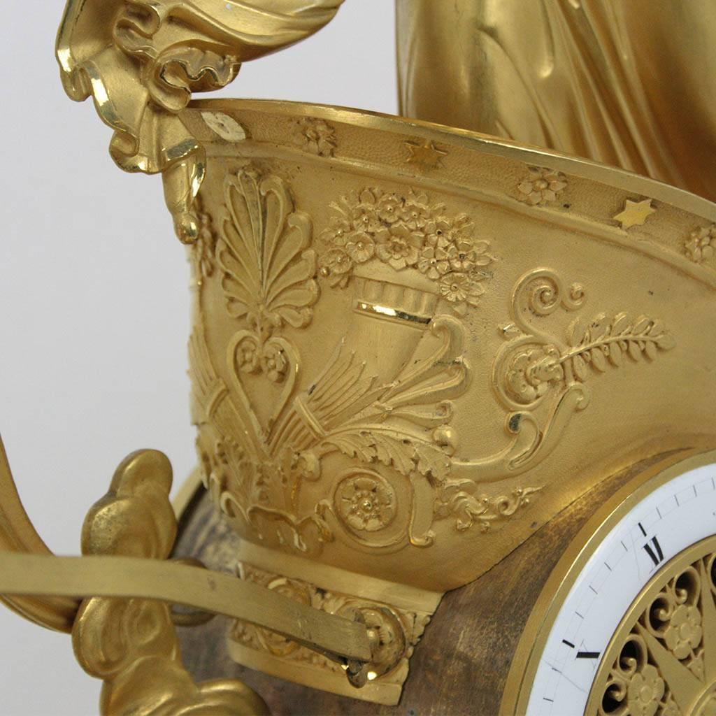 Empire Clock J.J. Hanset Chariot Ormolu Clock, 18th Century, Bruxelles For Sale 2
