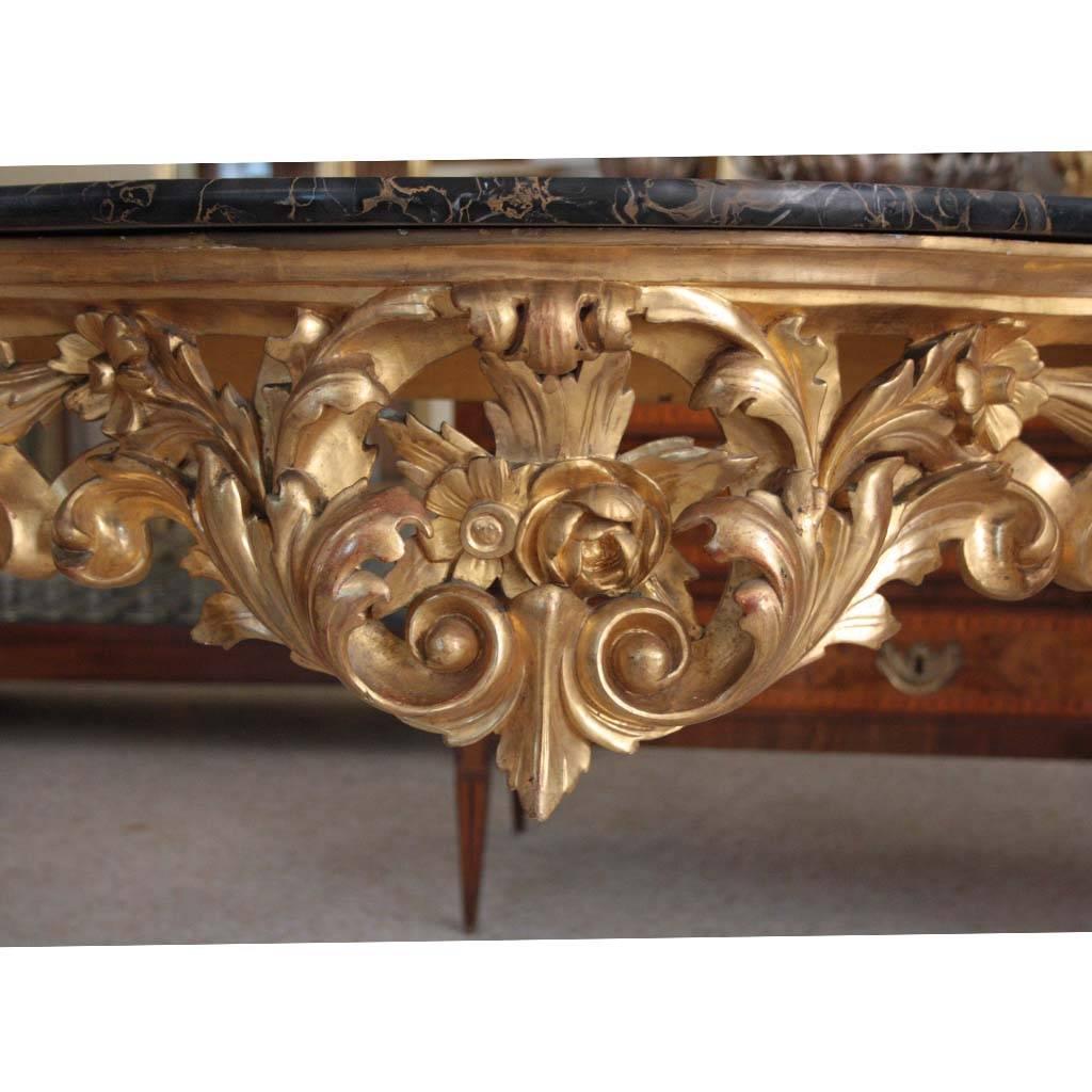 Gilt Early 19th Century Italian Gilded Marble-Top Console Tables For Sale