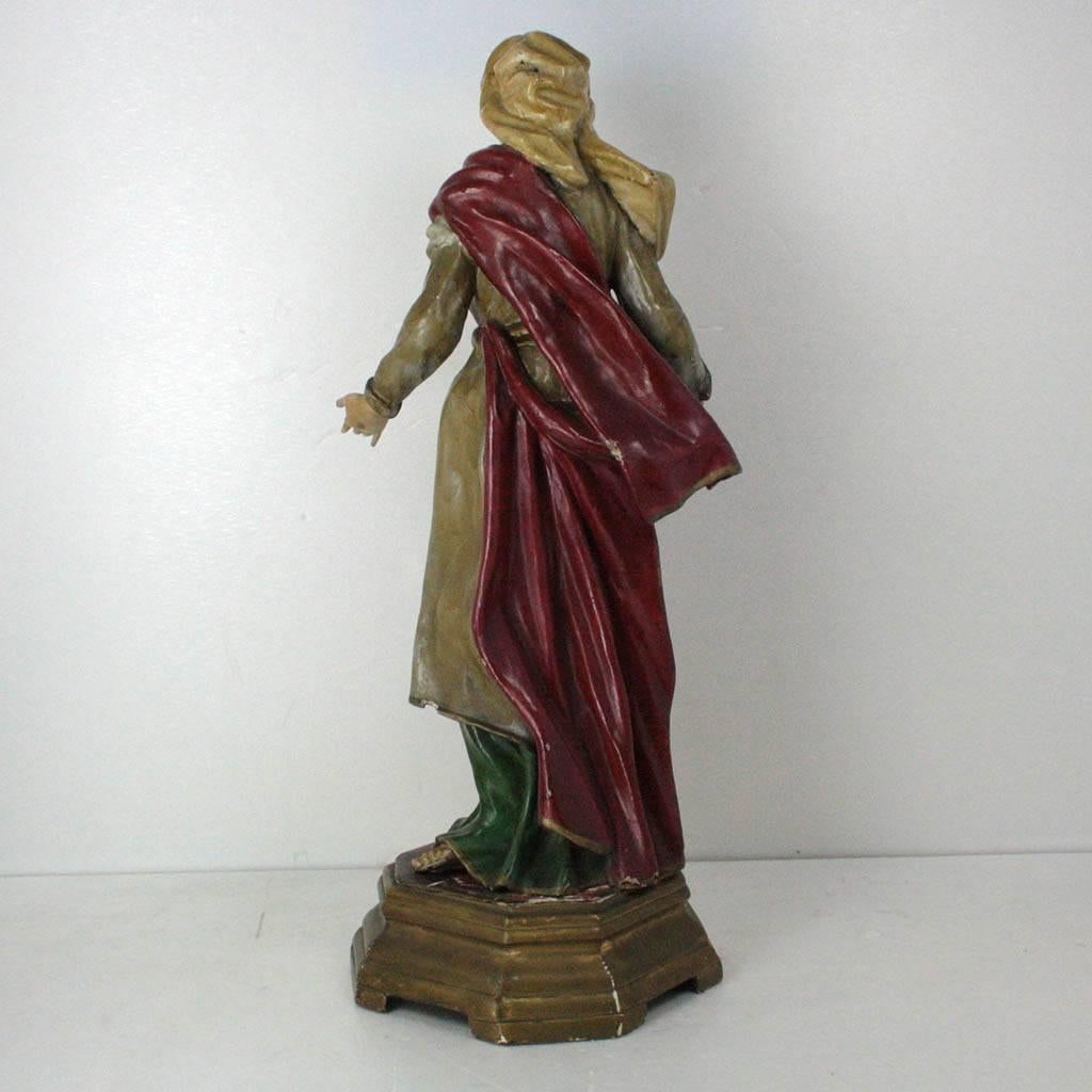18th Century and Earlier  18th Century Old Wooden Saint Statue on a Gilded Base