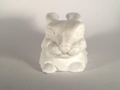 Vintage Rare Tommaso Barbi White Ceramic Rabbit Signed, 1960s, Italy