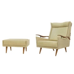 Brazilian Midcentury Armchair and Ottoman by Giuseppe Scapinelli