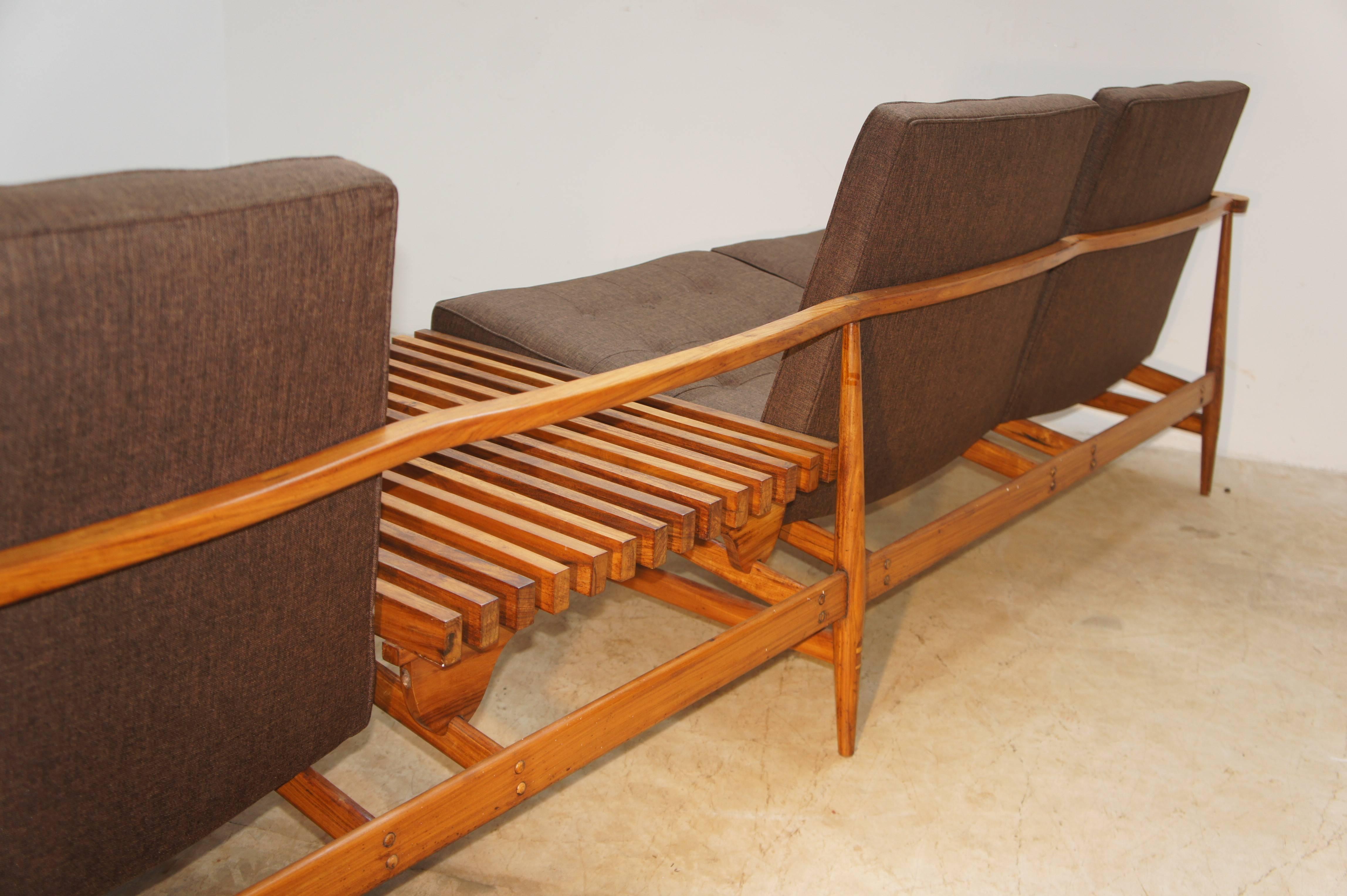 Brazilian Liceu de Artes e Ofícios Three Seats Sofa with Magazine Holder