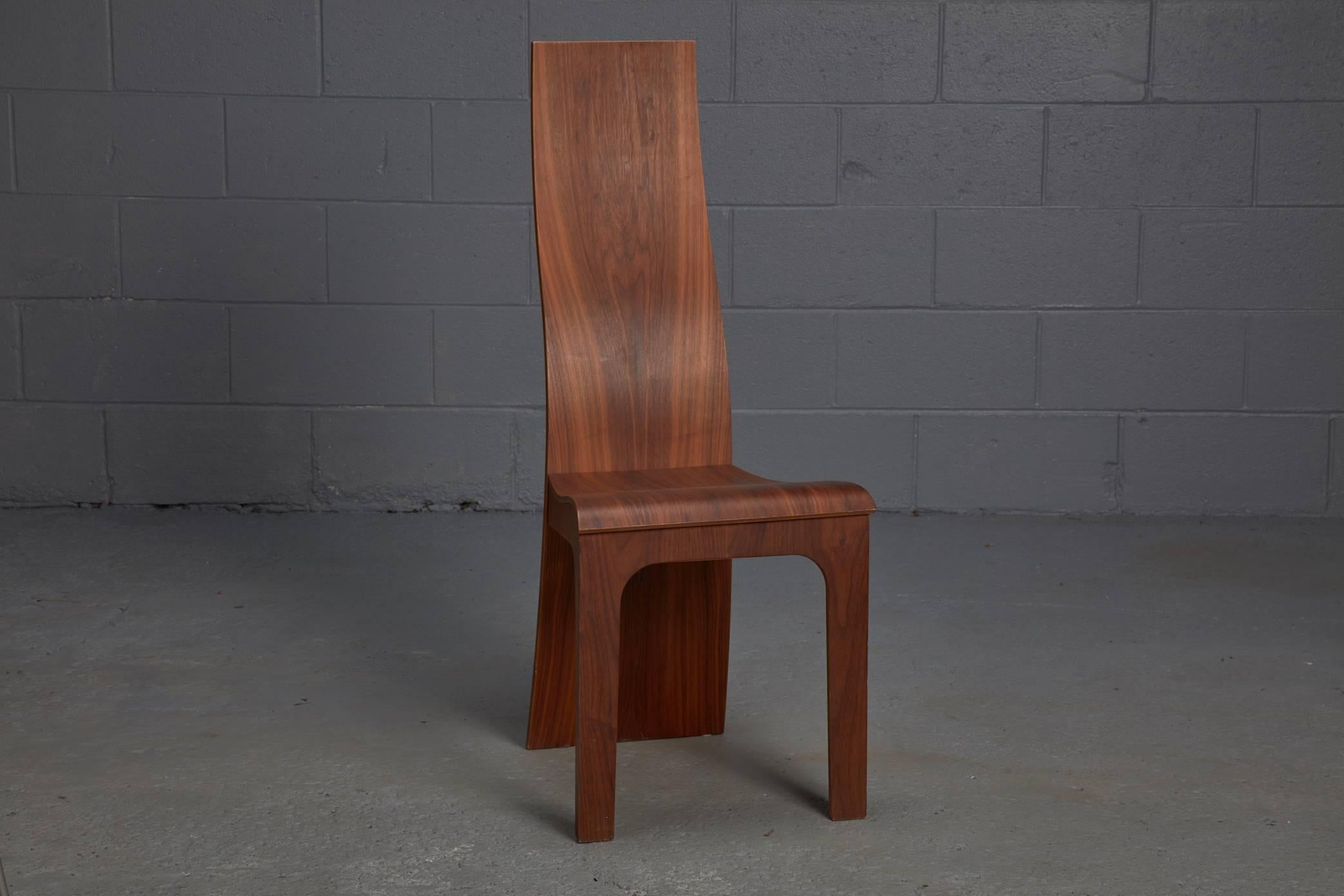 Mid-Century Modern Set of Five High Back Rosewood Bent Plywood Chairs by Hans Karlsson