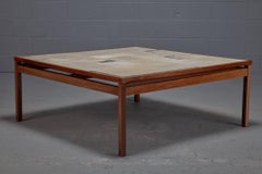 Large Danish Modern Mid-Century Rosewood and Tile Coffee Table