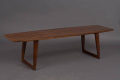 Large Danish Rosewood Surfboard Coffee Table with Splayed Legs