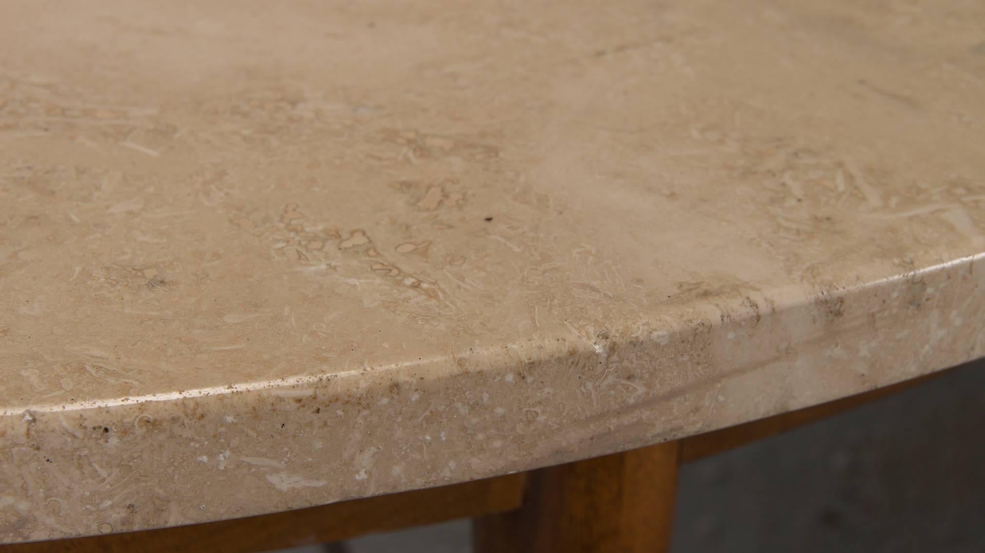 American Paul McCobb for the Connoisseur Collection Round Travertine Cocktail Table