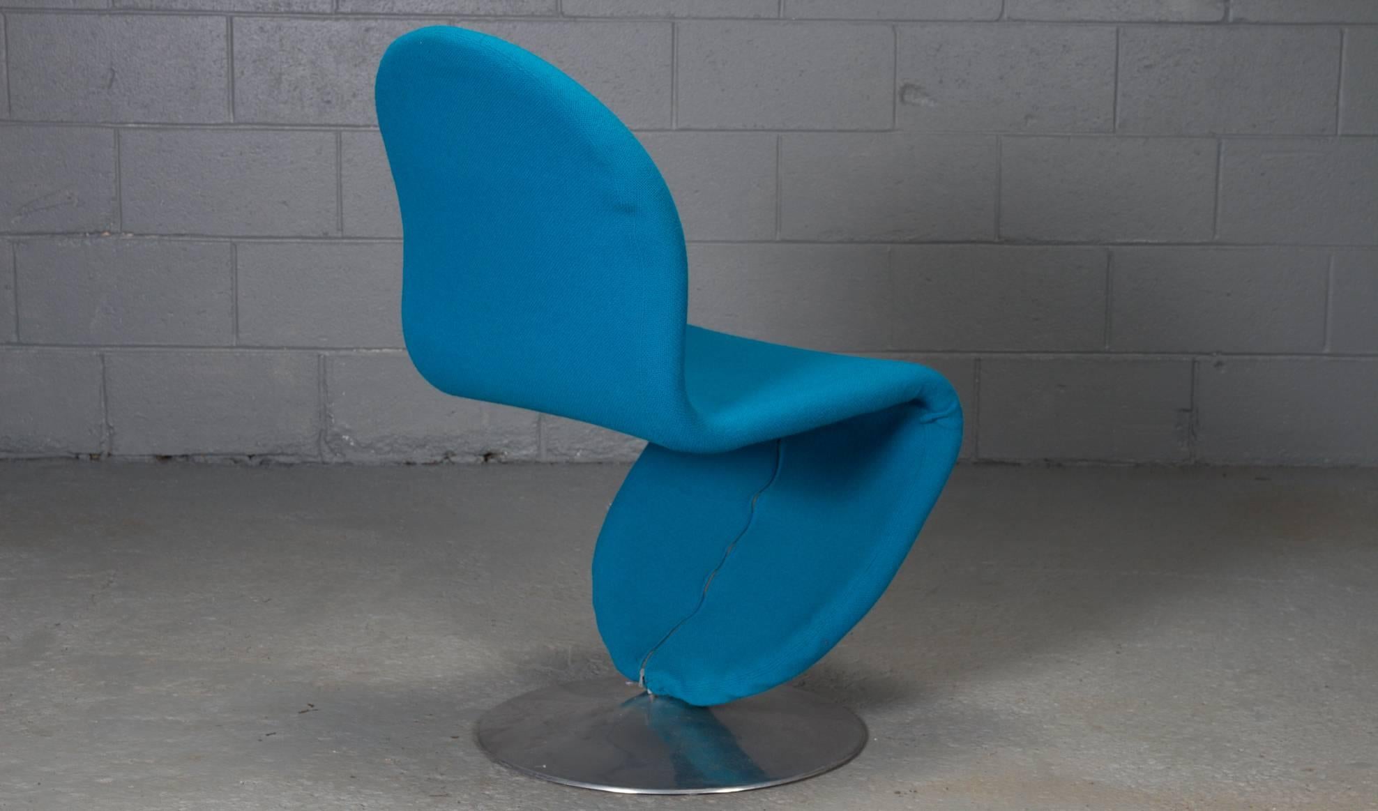 Steel Set of Six Danish Modern 1-2-3 Chairs by Verner Panton for Fritz Hansen, 1950s For Sale