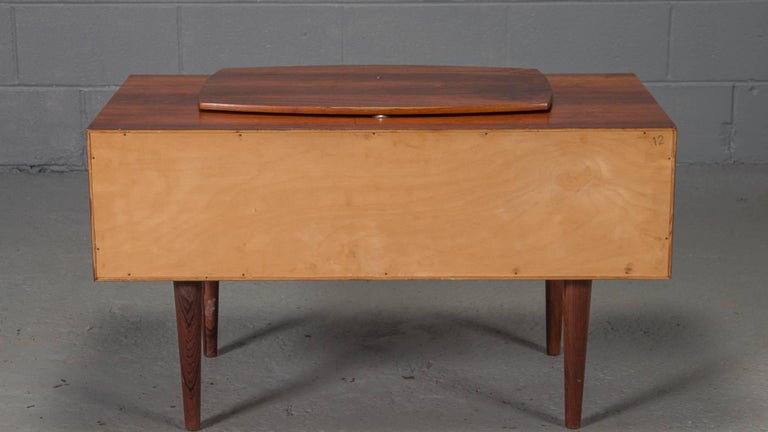 Danish Modern Rosewood Chest with a Spinning TV Stand by Kai Kristiansen In Excellent Condition For Sale In Belmont, MA