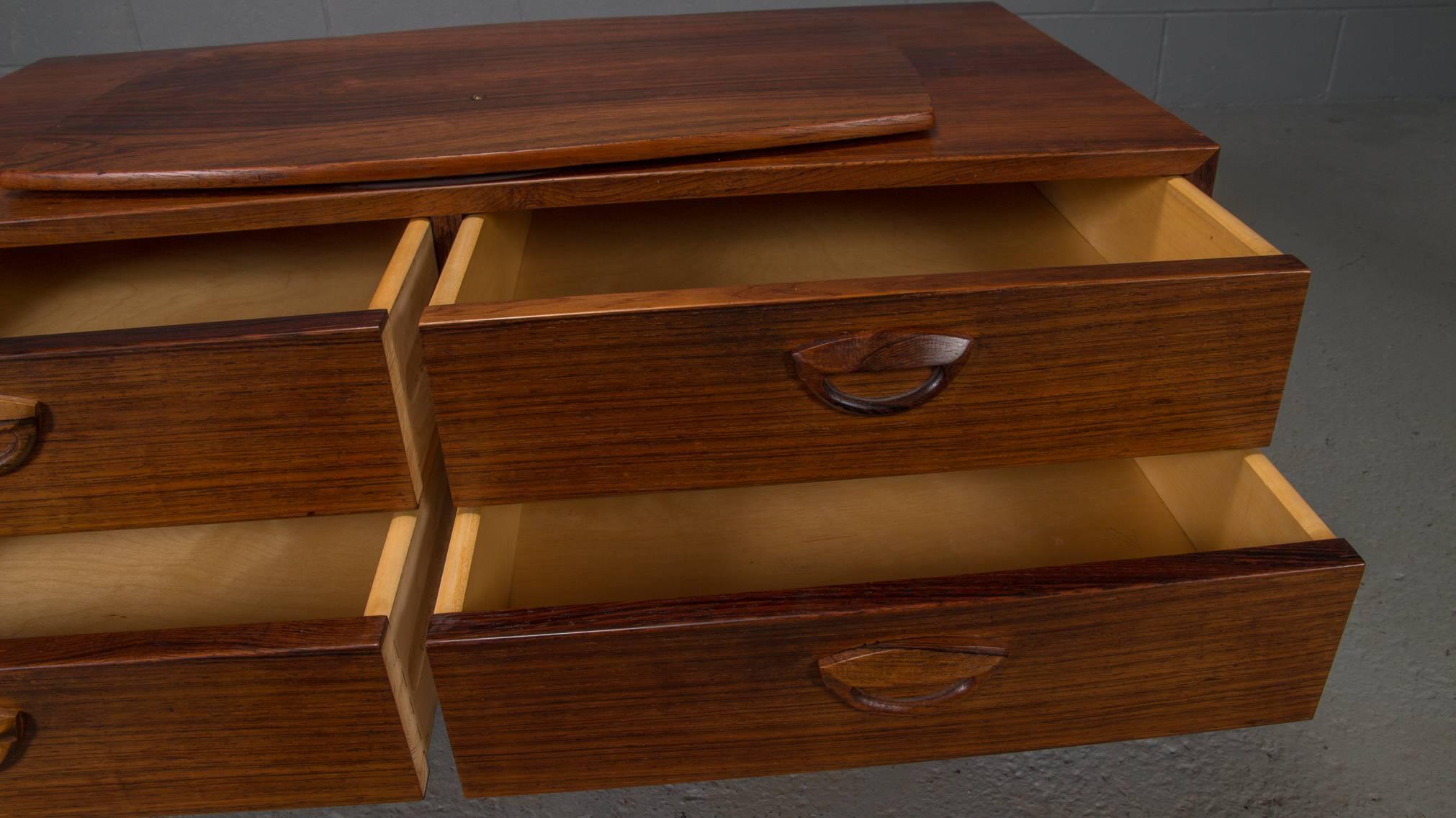 20th Century Danish Modern Rosewood Chest with a Spinning TV Stand by Kai Kristiansen