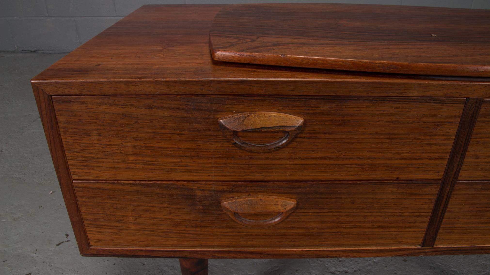 Danish Modern Rosewood Chest with a Spinning TV Stand by Kai Kristiansen 1