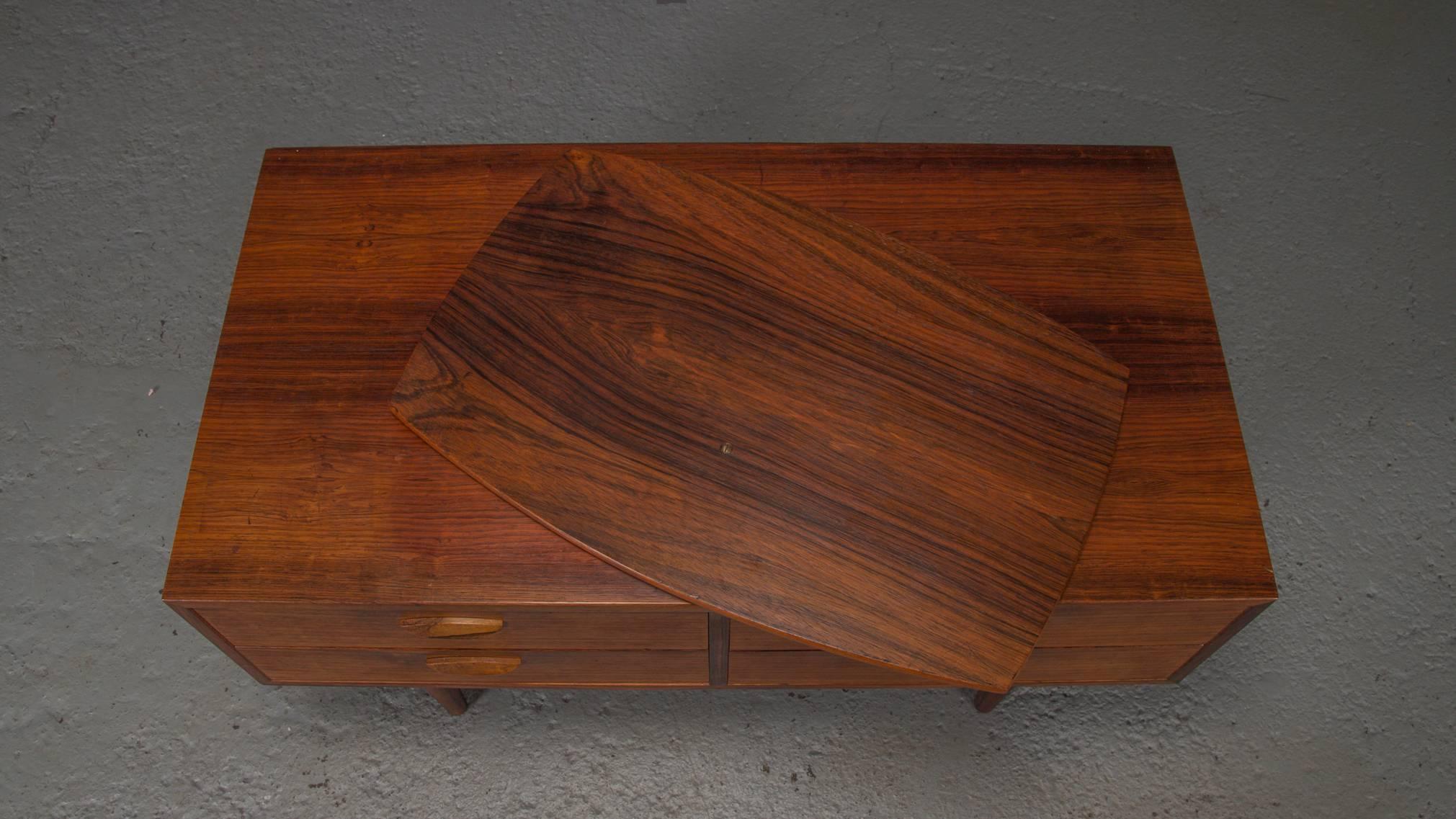 Mid-Century Modern Danish Modern Rosewood Chest with a Spinning TV Stand by Kai Kristiansen