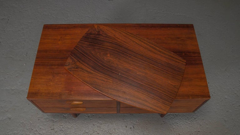 Danish Modern Rosewood Chest with a Spinning TV Stand by Kai Kristiansen For Sale 1