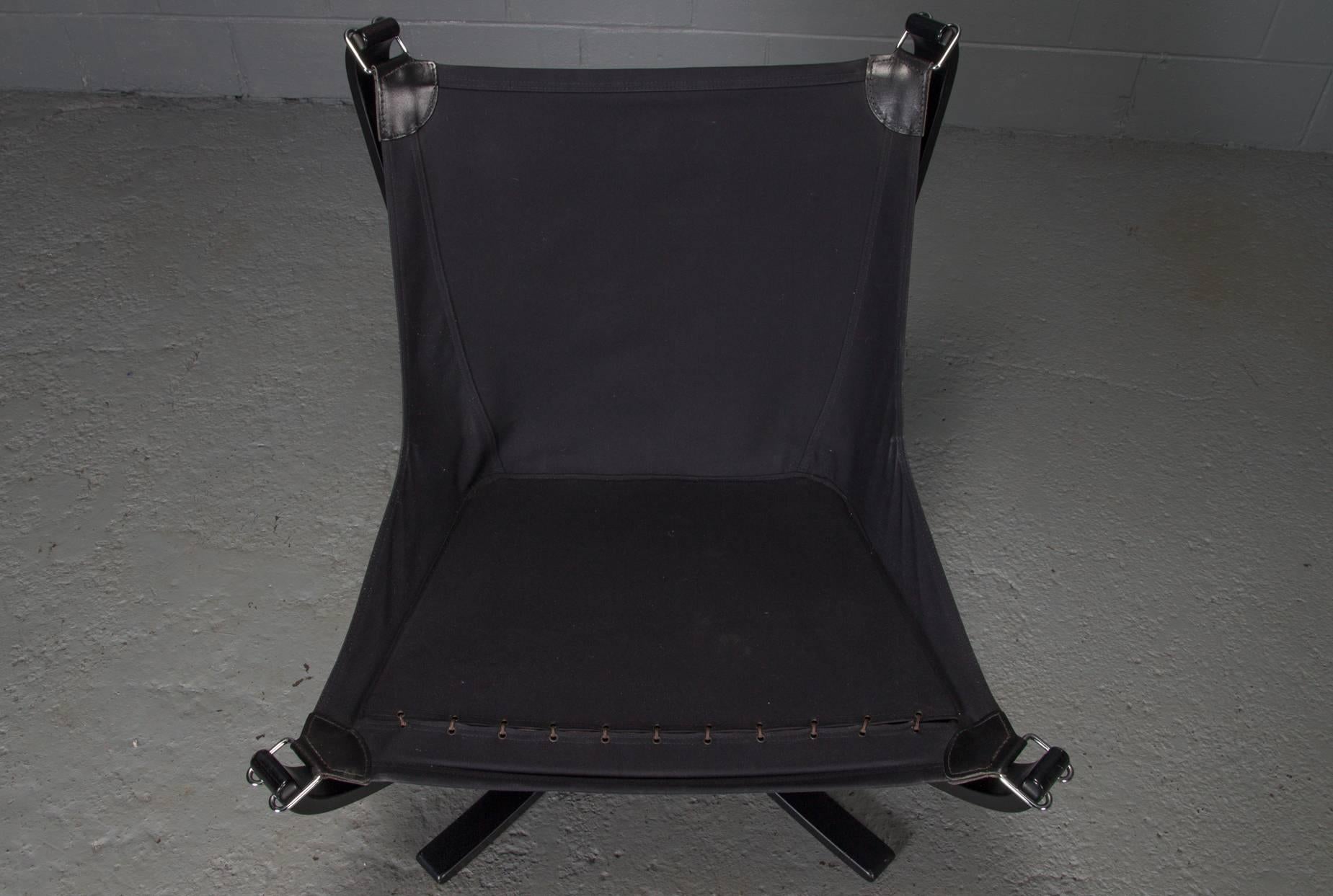 Black Leather Falcon Chair by Sigurd Ressell for Vatne Mobler 1