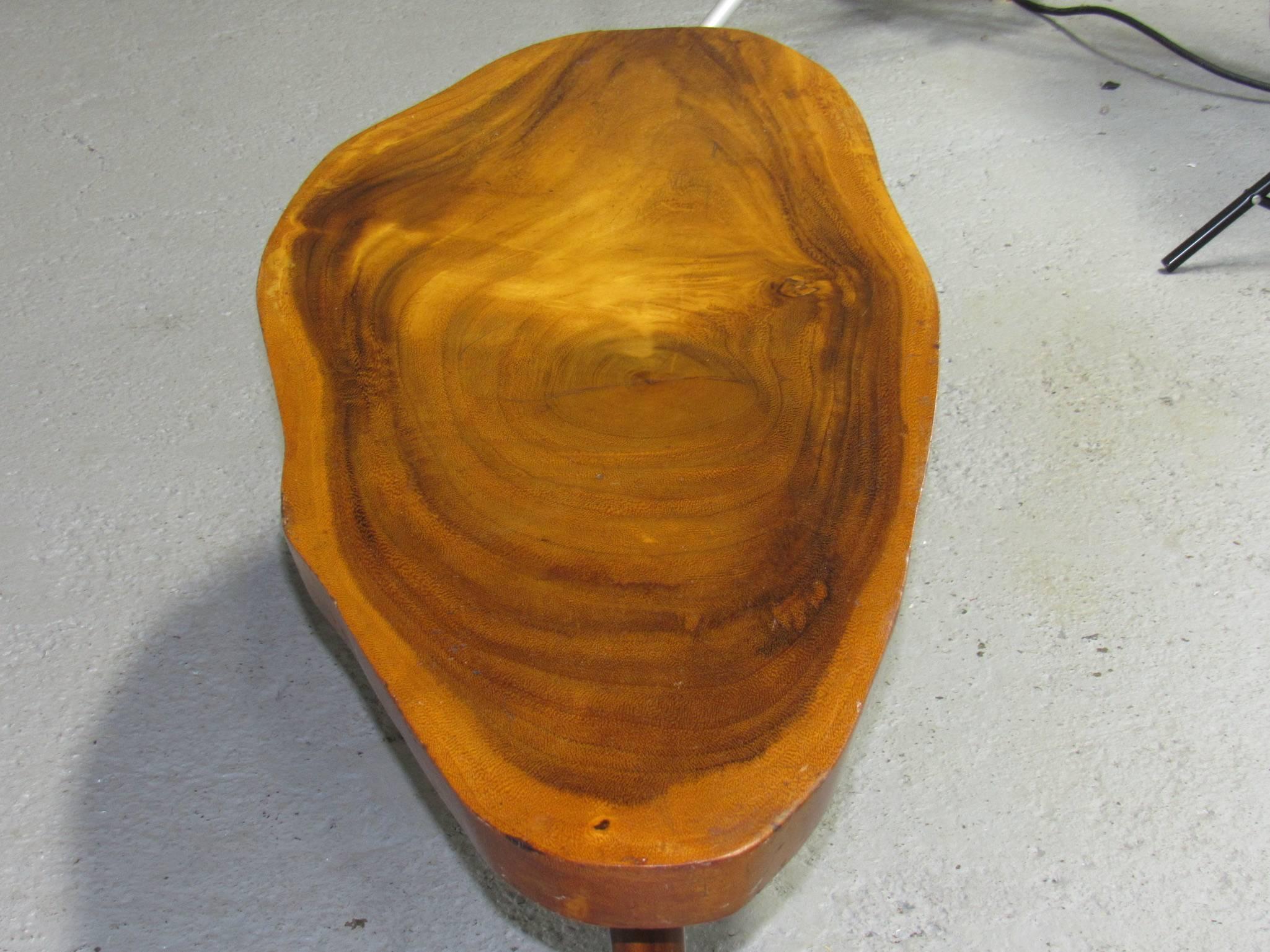 American Solid Koa Wood Free-Form Live Edge Coffee Table, 1960s