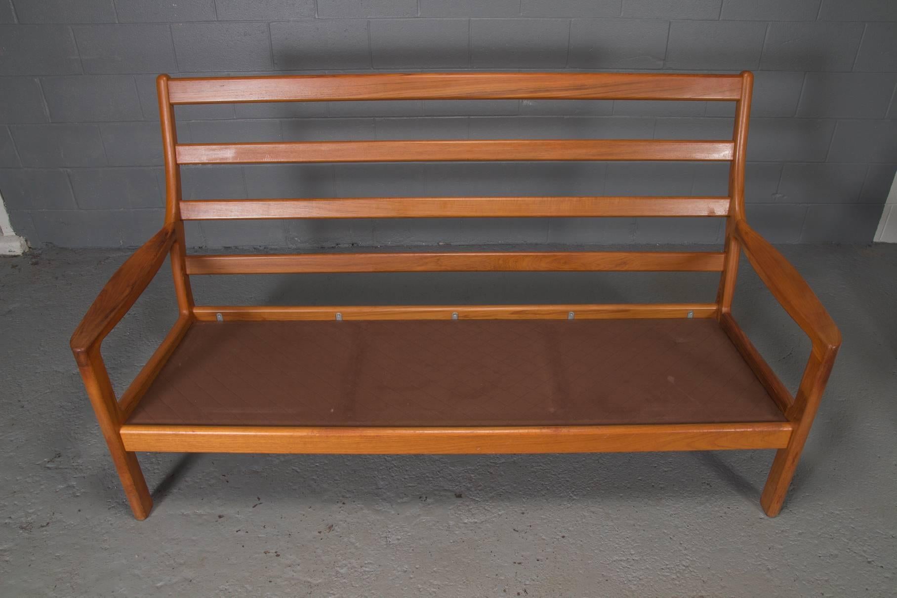 High Back Teak Sofa by Johannes Andersen for CFC Silkeborg In Good Condition In Belmont, MA