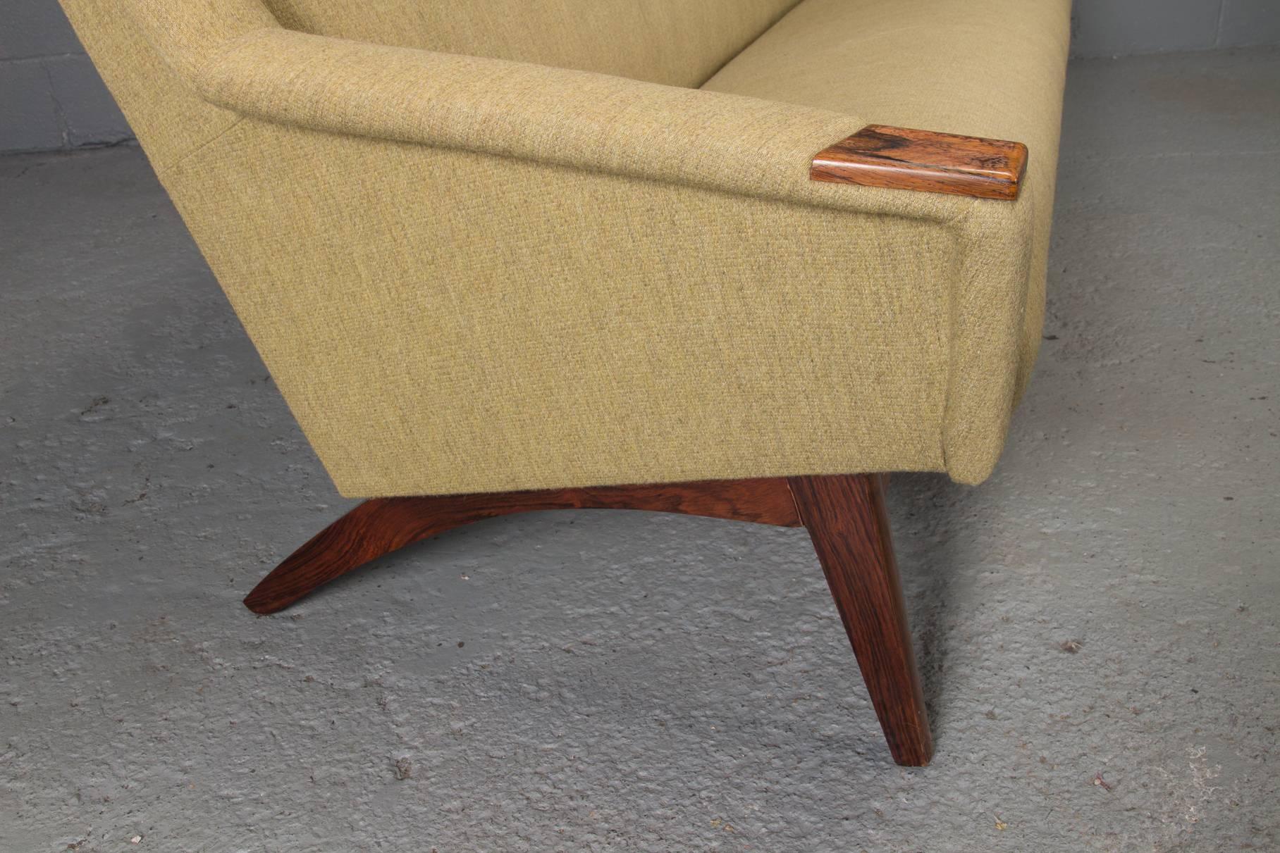 Danish Modern Sofa with Rosewood Paws and Angled Legs 1