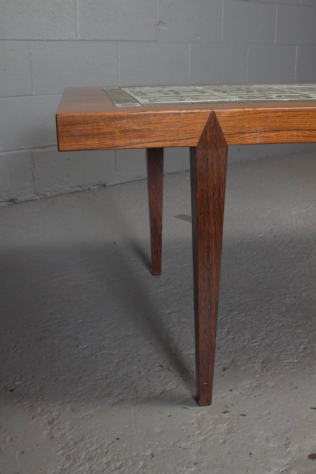 Rosewood and Green Tile Coffee Table 2