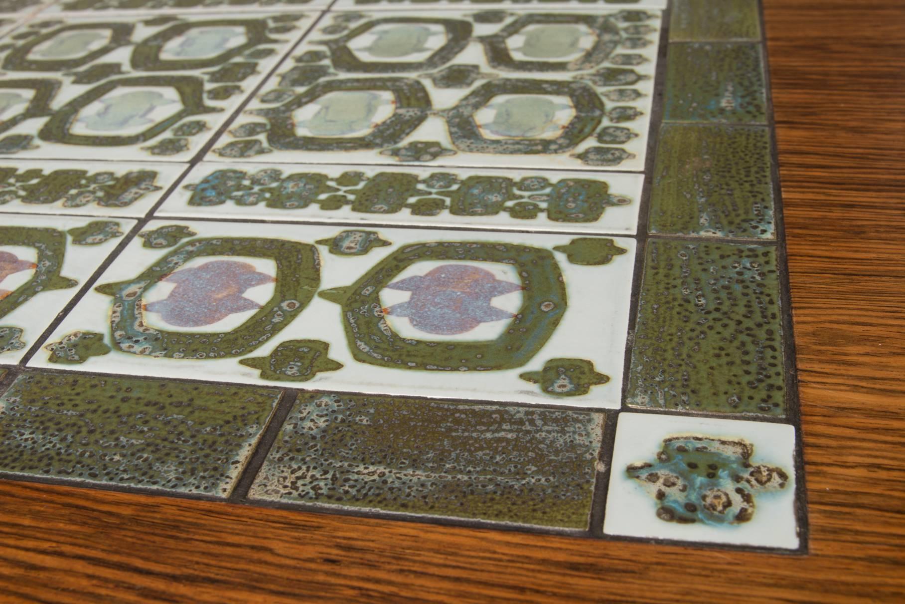 Rosewood and Green Tile Coffee Table 1