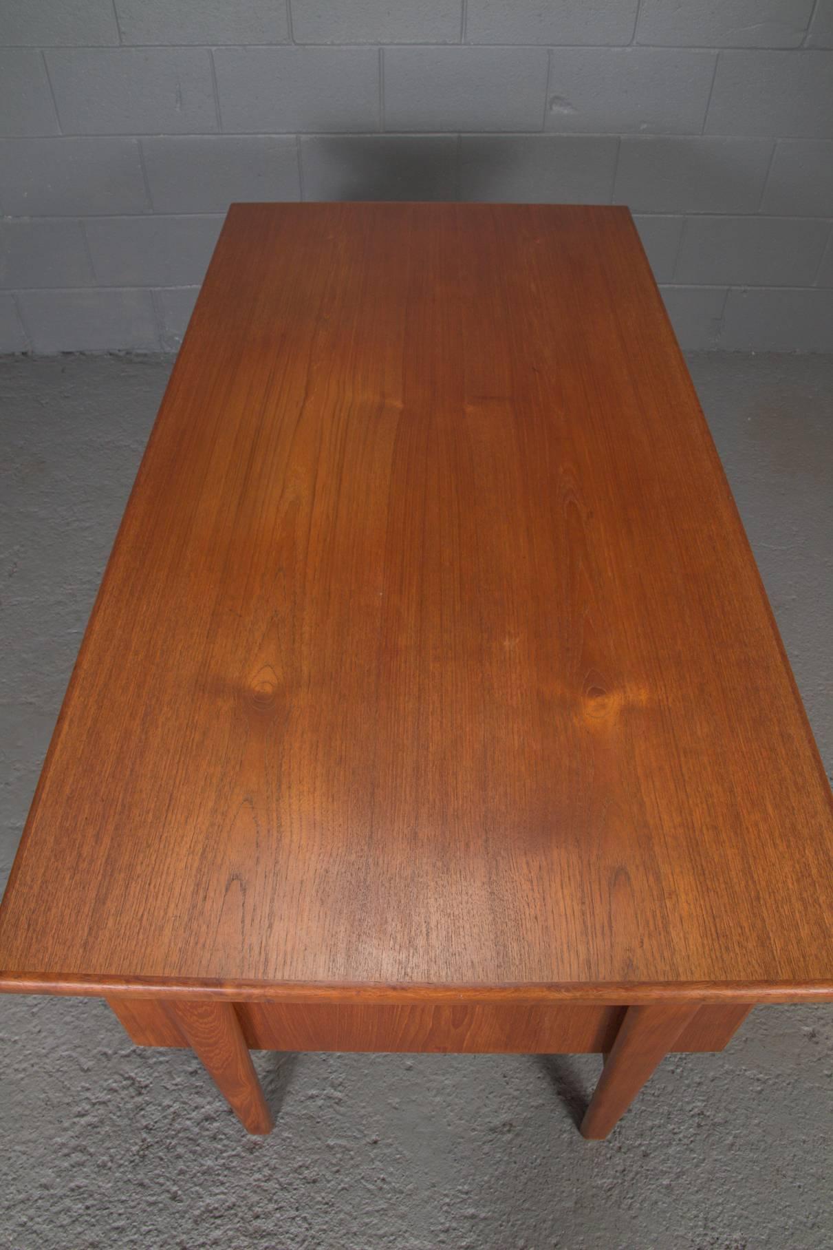 Danish Teak Desk with Floating Top by Kai Kristiansen In Excellent Condition In Belmont, MA