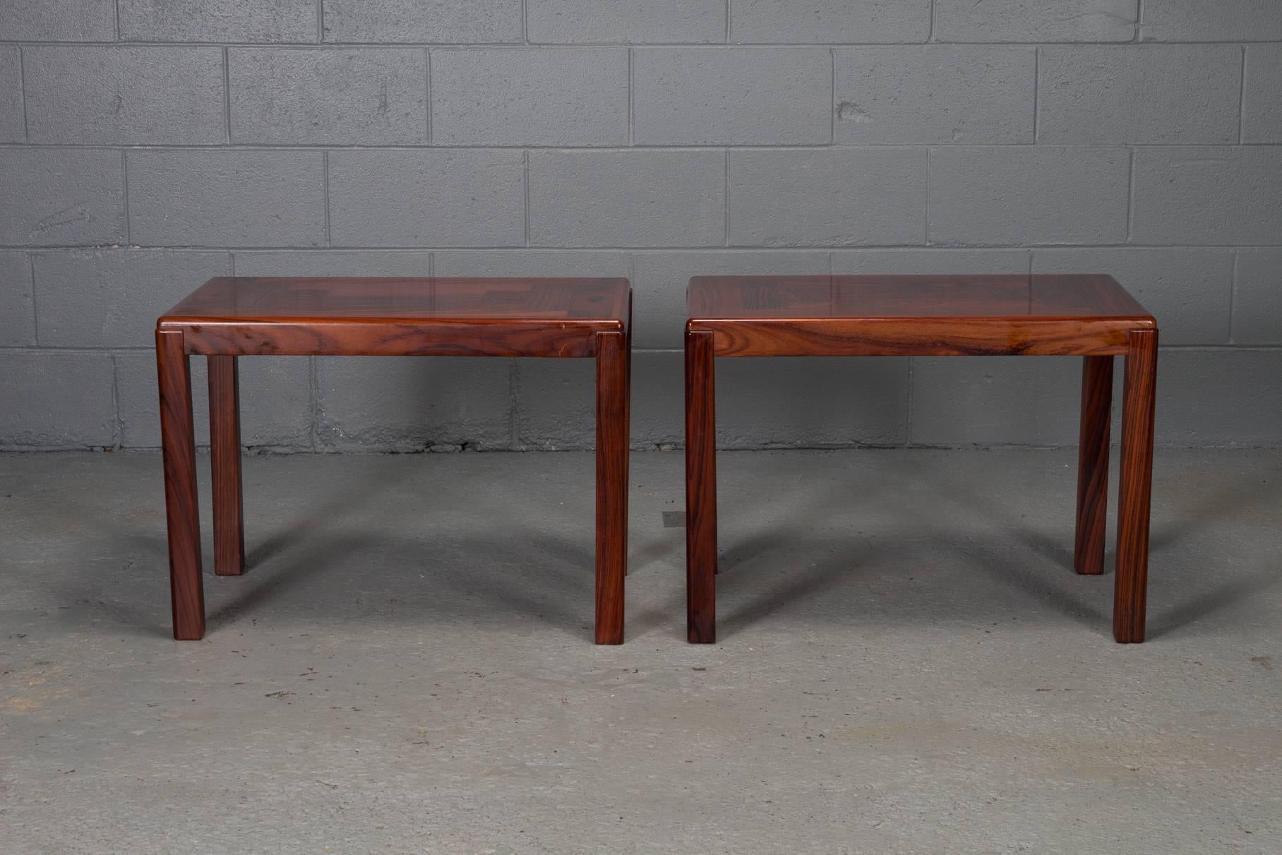 Pair of Danish Modern Rosewood Side Tables In Excellent Condition In Belmont, MA