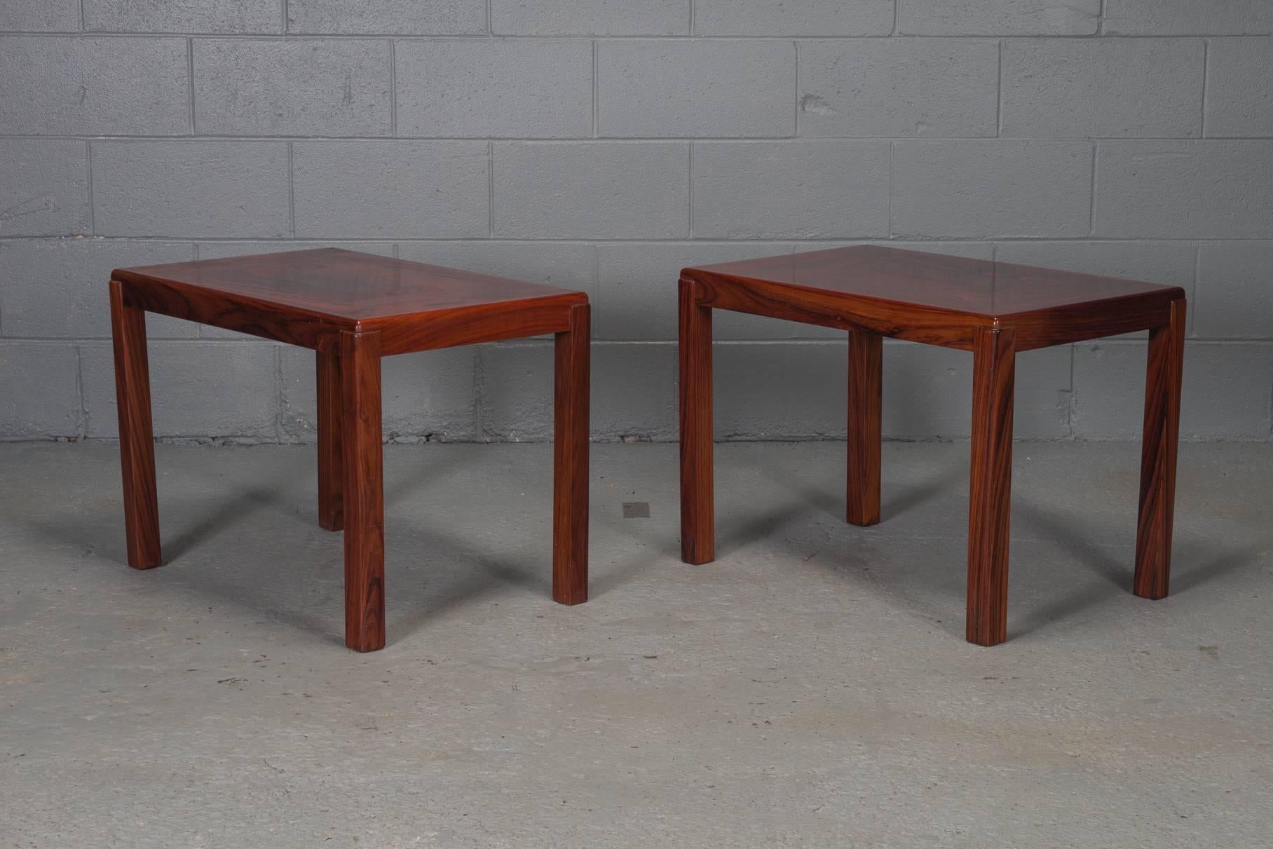 Pair of Danish modern rosewood side tables.