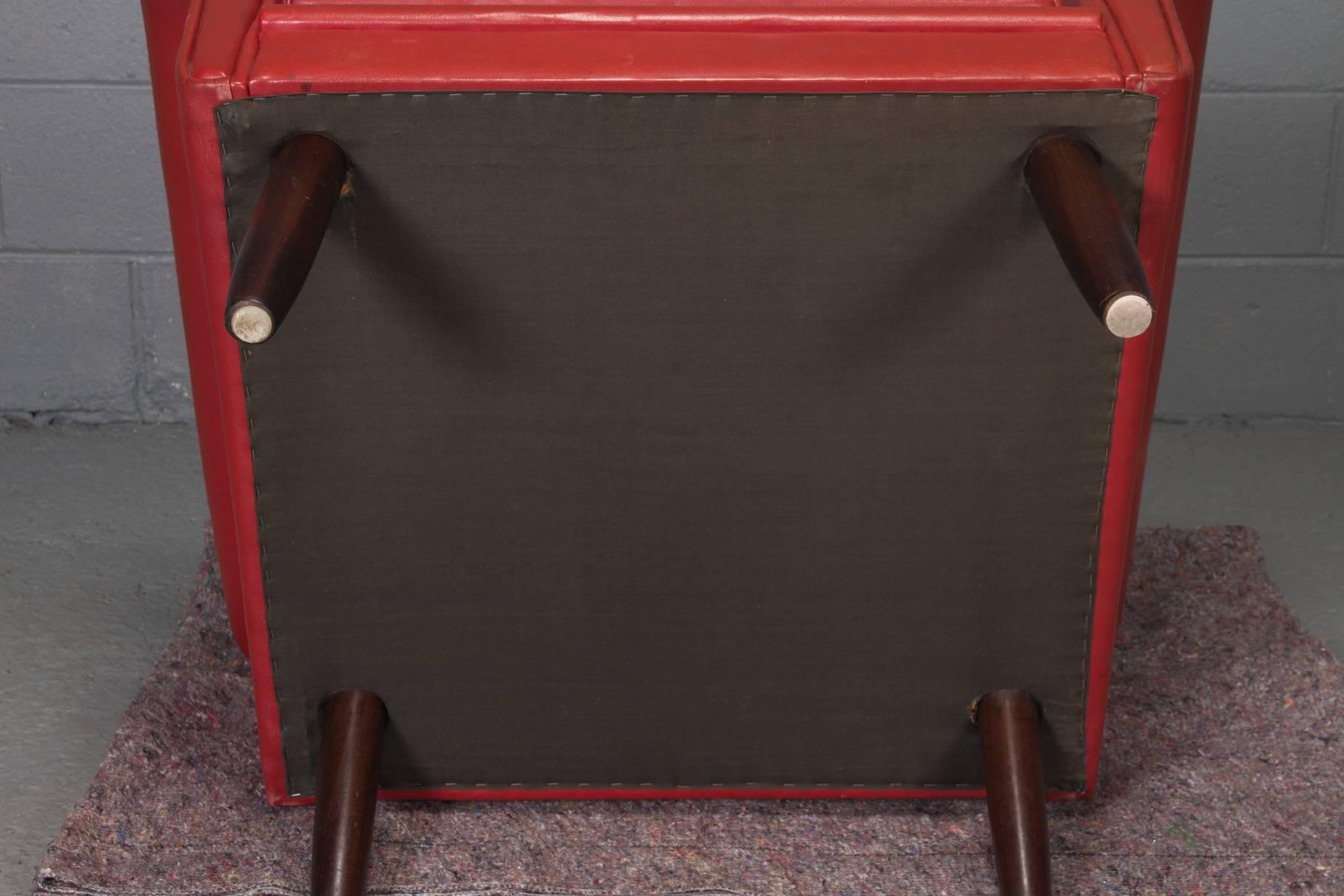 Red Leather Danish Modern Armchair 2