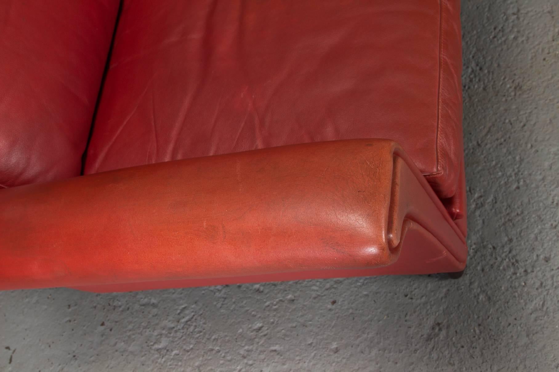 Red Leather Danish Modern Armchair 4
