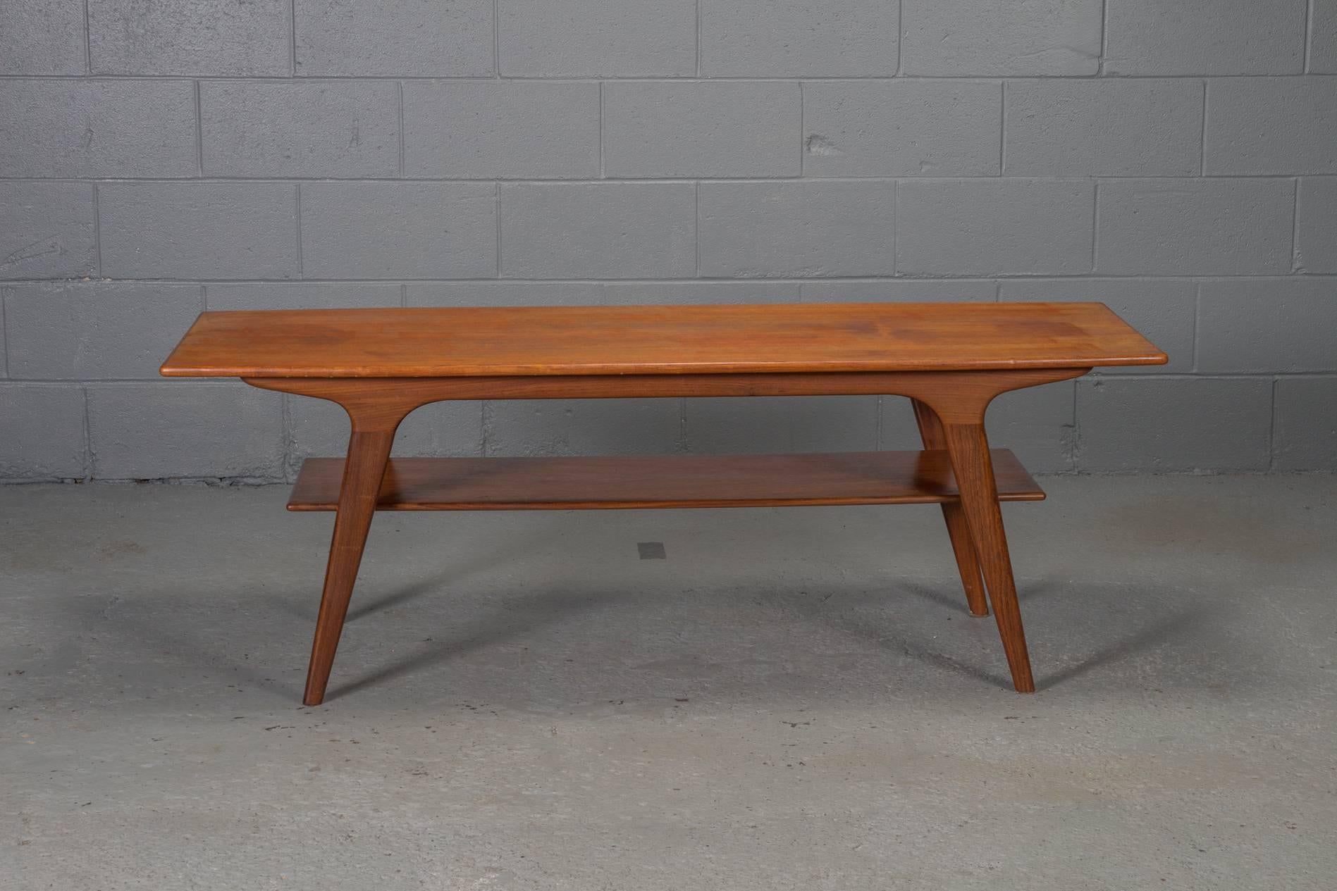 Danish modern teak two-tier coffee table.