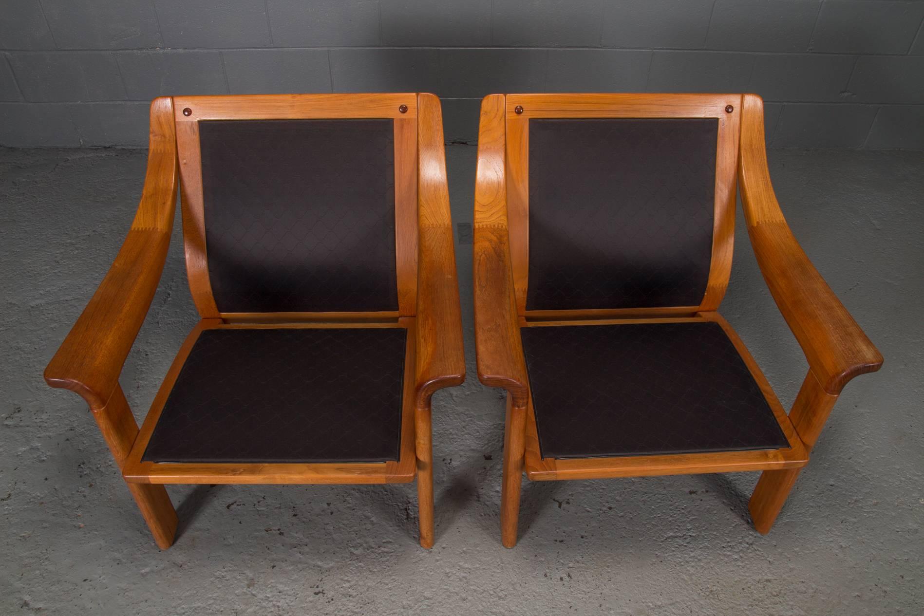 Wood Pair of Armchairs with Finger Joint Arms by PJ Danmark