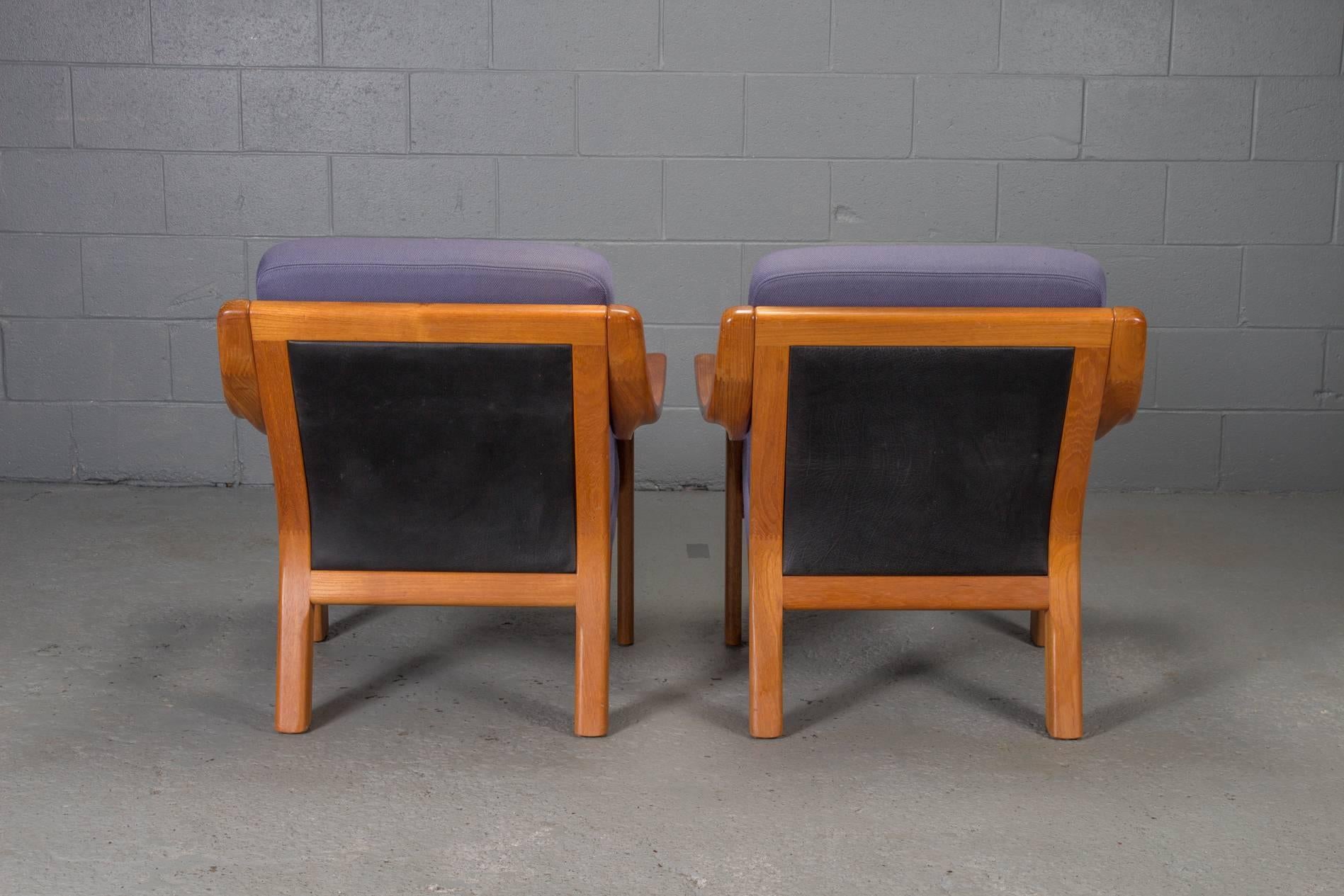Mid-Century Modern Pair of Armchairs with Finger Joint Arms by PJ Danmark